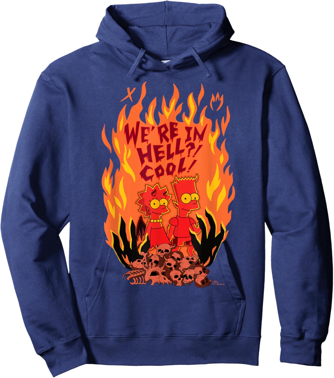 The Simpsons Halloween Bart and Lisa “We’re in Hell? Cool!” Hoodie - Hoodie | Navy