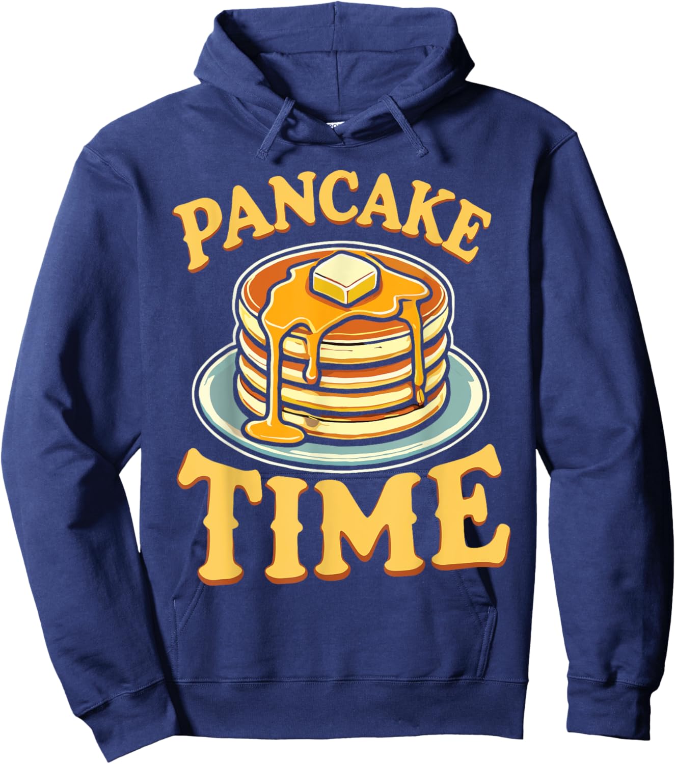 Pancake Lover Apparel -Adult Pancake Themed , Black, Small, Short Sleeve Hoodie - Hoodie | Navy