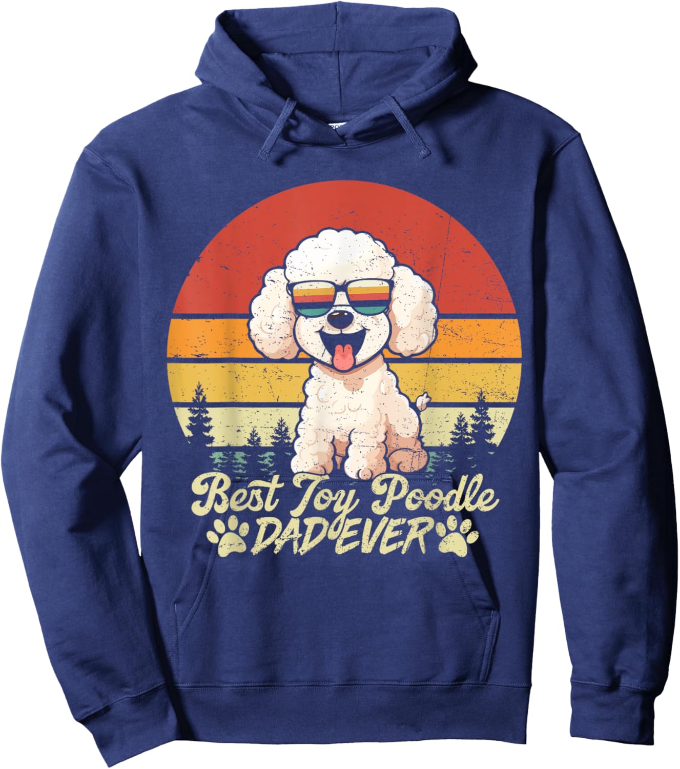 Best White Toy Poodle Dad Ever Vintage Dog Fathers Day Women Hoodie - Hoodie | Navy