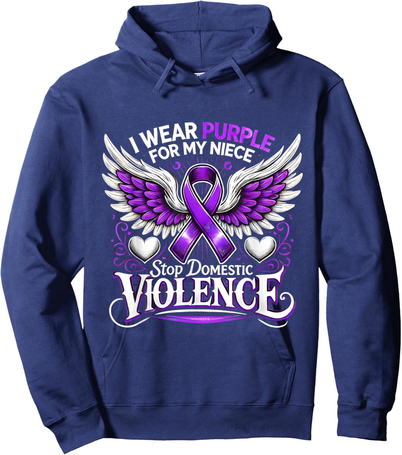 I Wear Purple For My Niece Stop Domestic Violence Graphic Hoodie - Hoodie | Navy