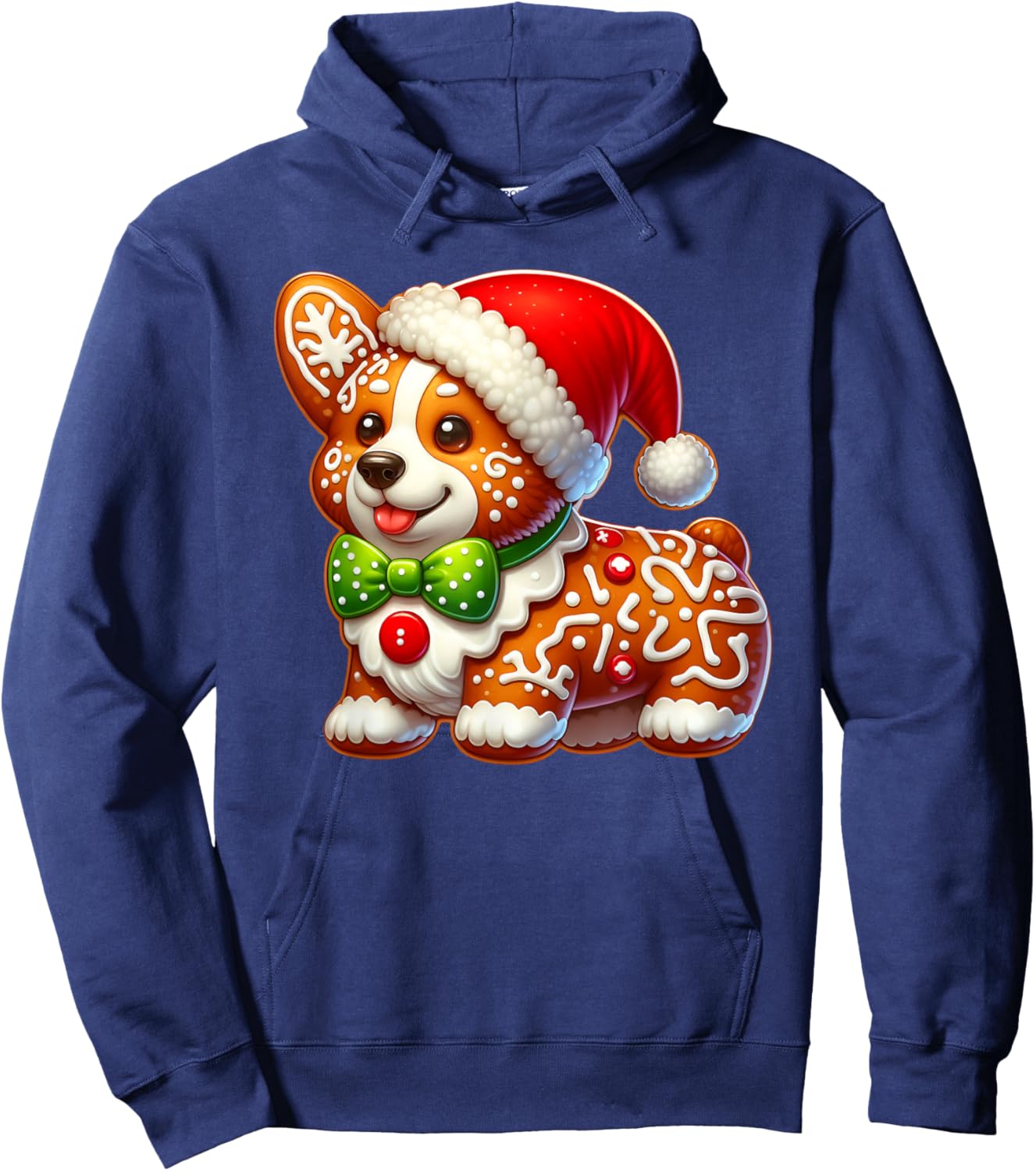 Funny Gingerbread Man Corgi Christmas Dog Kids Hoodie - Hoodie | Navy