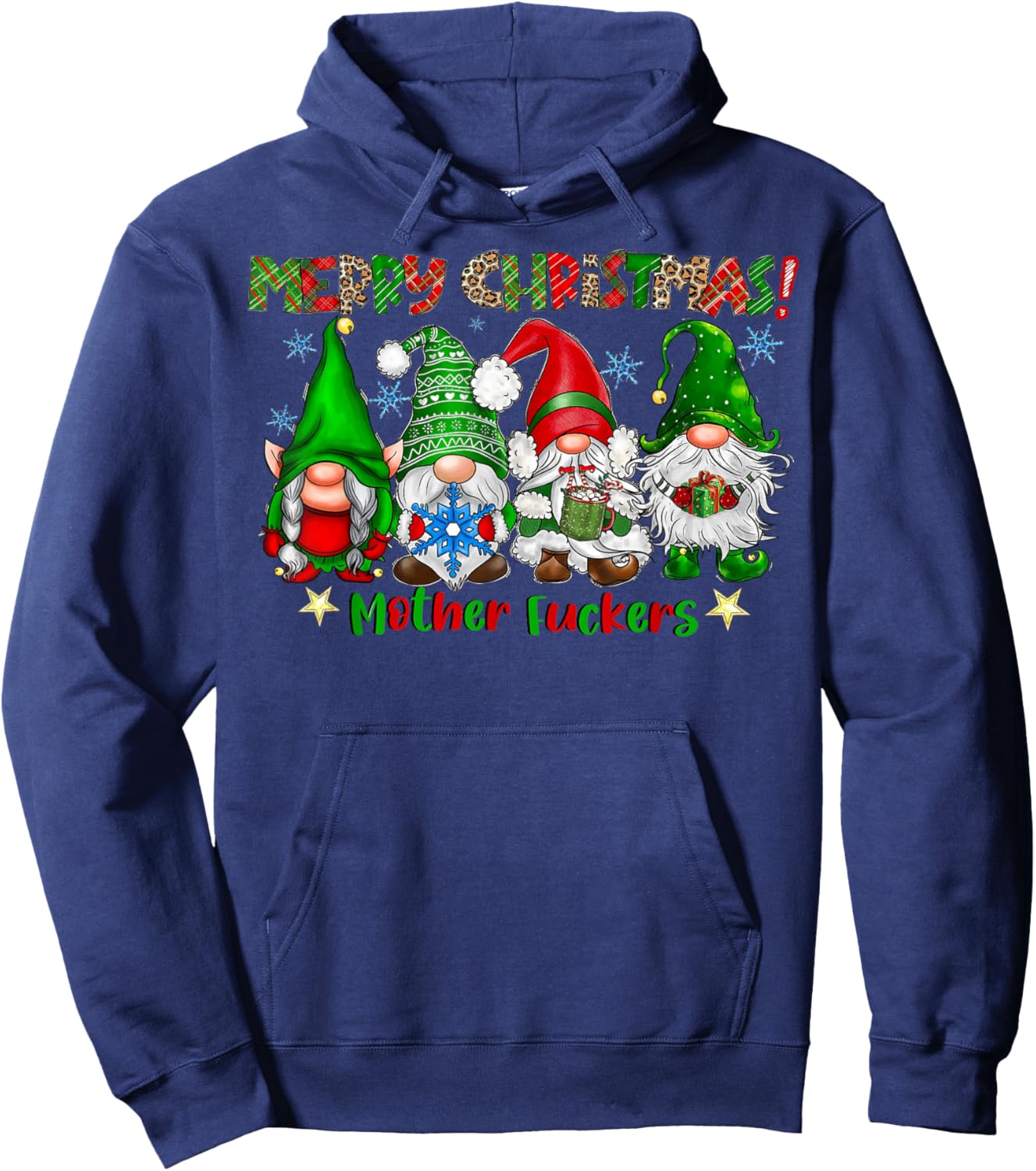Merry Christmas Mother Fuckers Funny Gnomes Xmas Holiday Hoodie - Hoodie | Navy