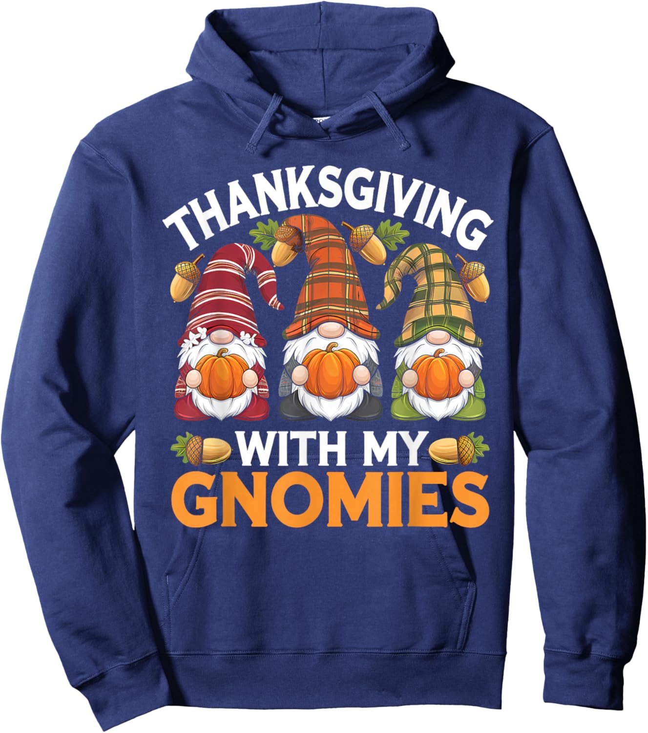 Thanksgiving With My Gnomie Leopard Women Teacher Fall Gnome Hoodie - Hoodie | Navy