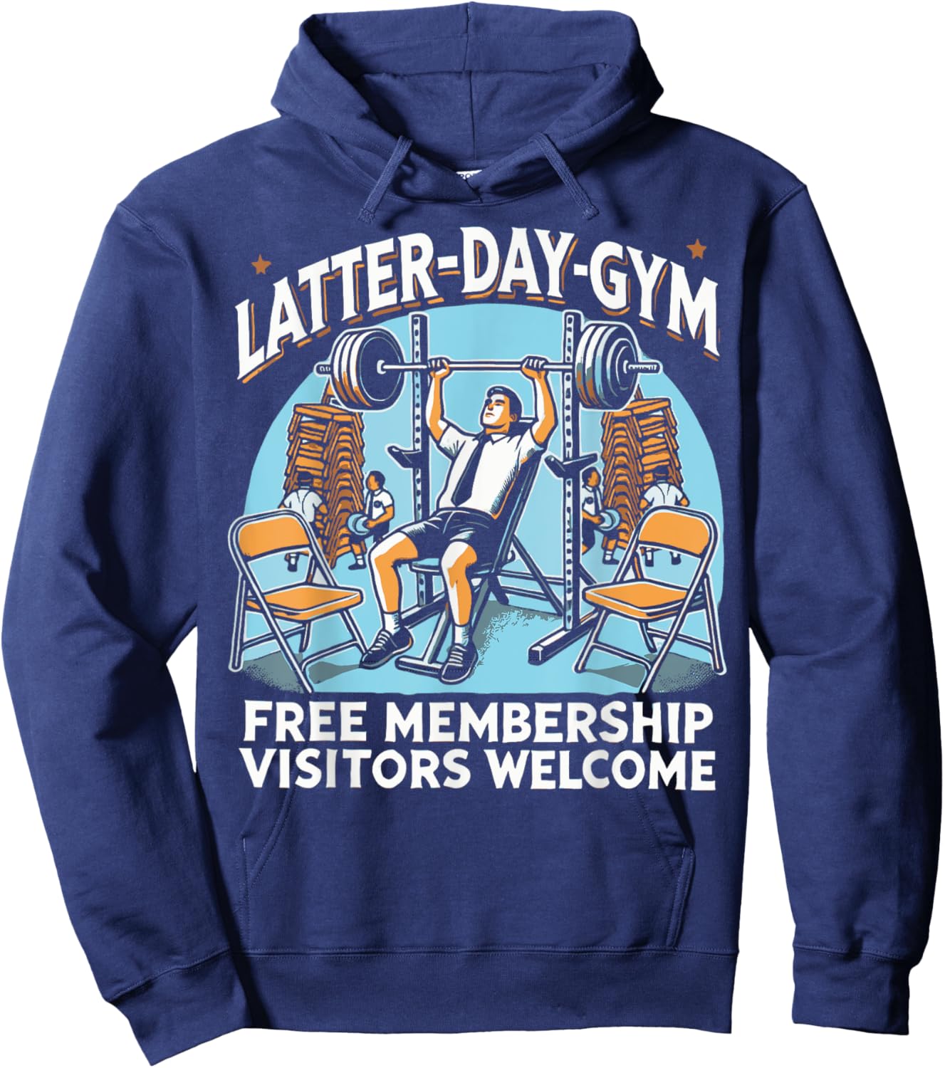 Latter-Day Gym Missionary LDS Church Funny Mormon Hoodie - Hoodie | Navy