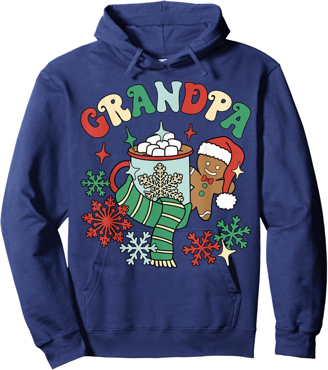 Grandpa Hot Cocoa Gingerbread Matching Family Christmas Hoodie - Hoodie | Navy