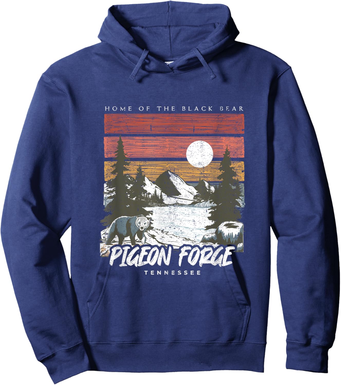 Pigeon Forge Tennessee Home Of The Black Bear Retro 70s 80s Hoodie - Hoodie | Navy