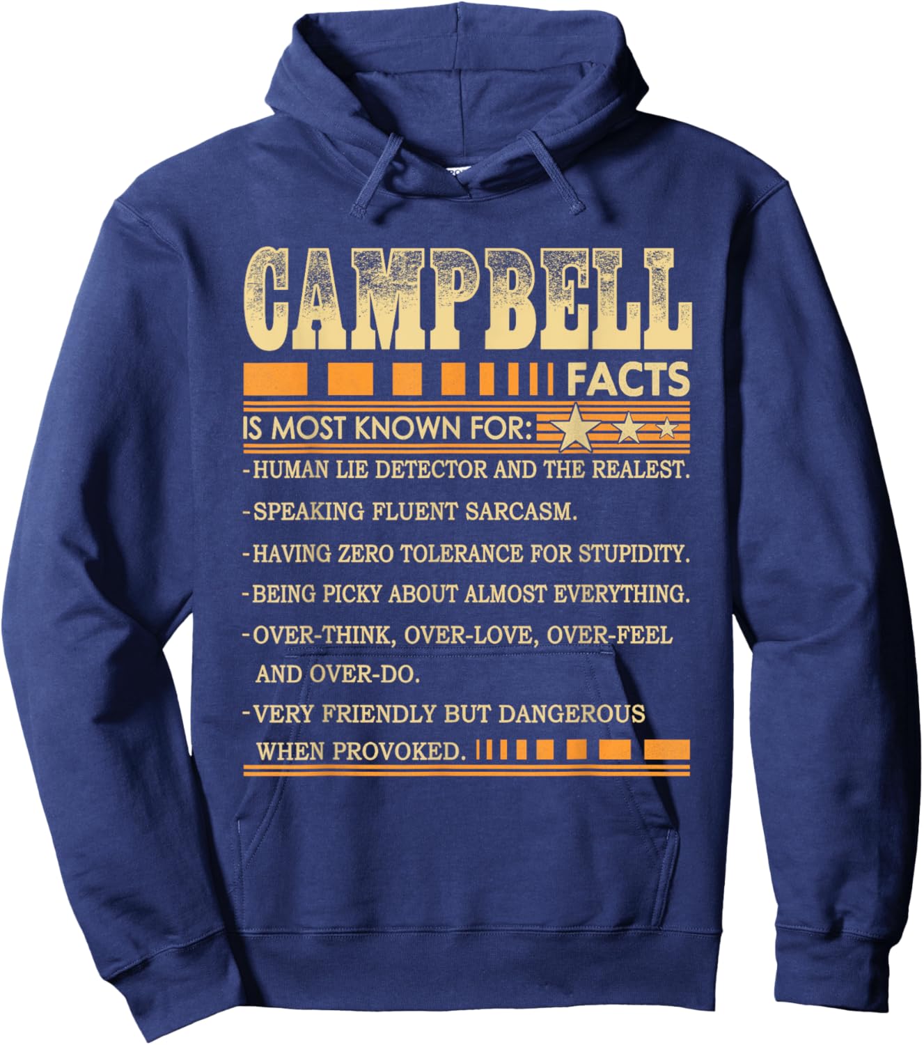 Campbell Name FACTS Shirt Funny Campbell Last Name Hoodie - Hoodie | Navy