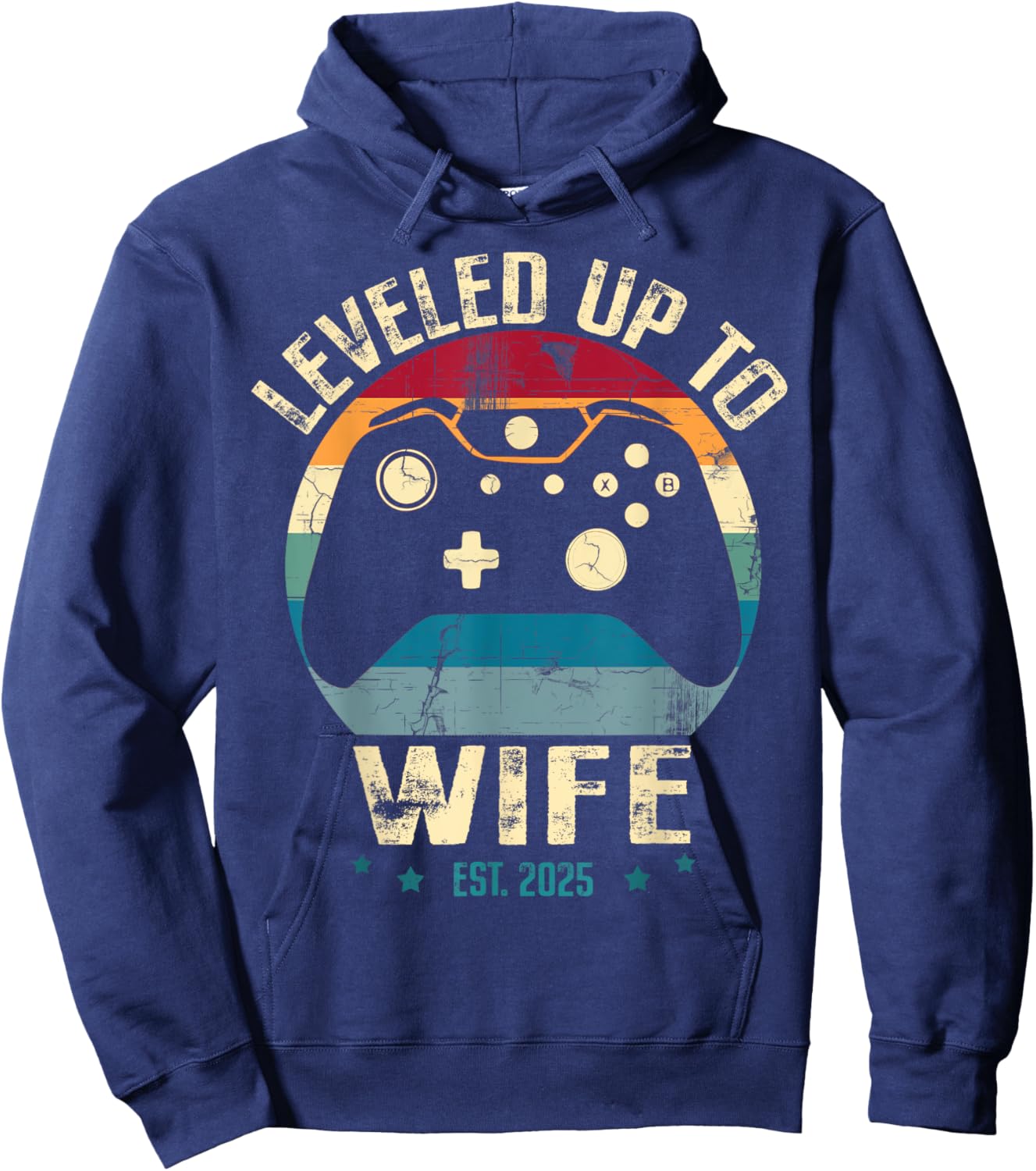 Leveled Up To Wife Est.2025 Newly Married Couple Hoodie - Hoodie | Navy