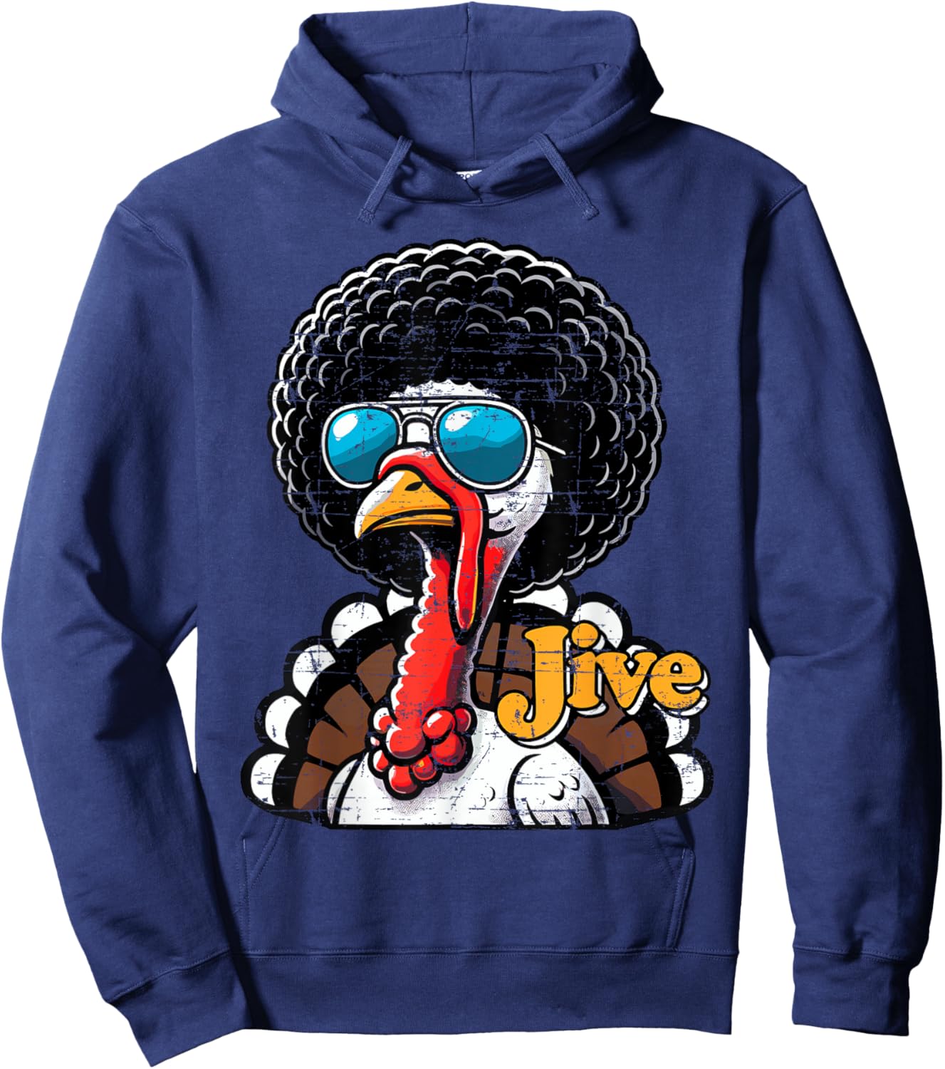 Vintage Funny Sunglasses Turkey Jive Thanksgiving Day Retro Hoodie - Hoodie | Navy