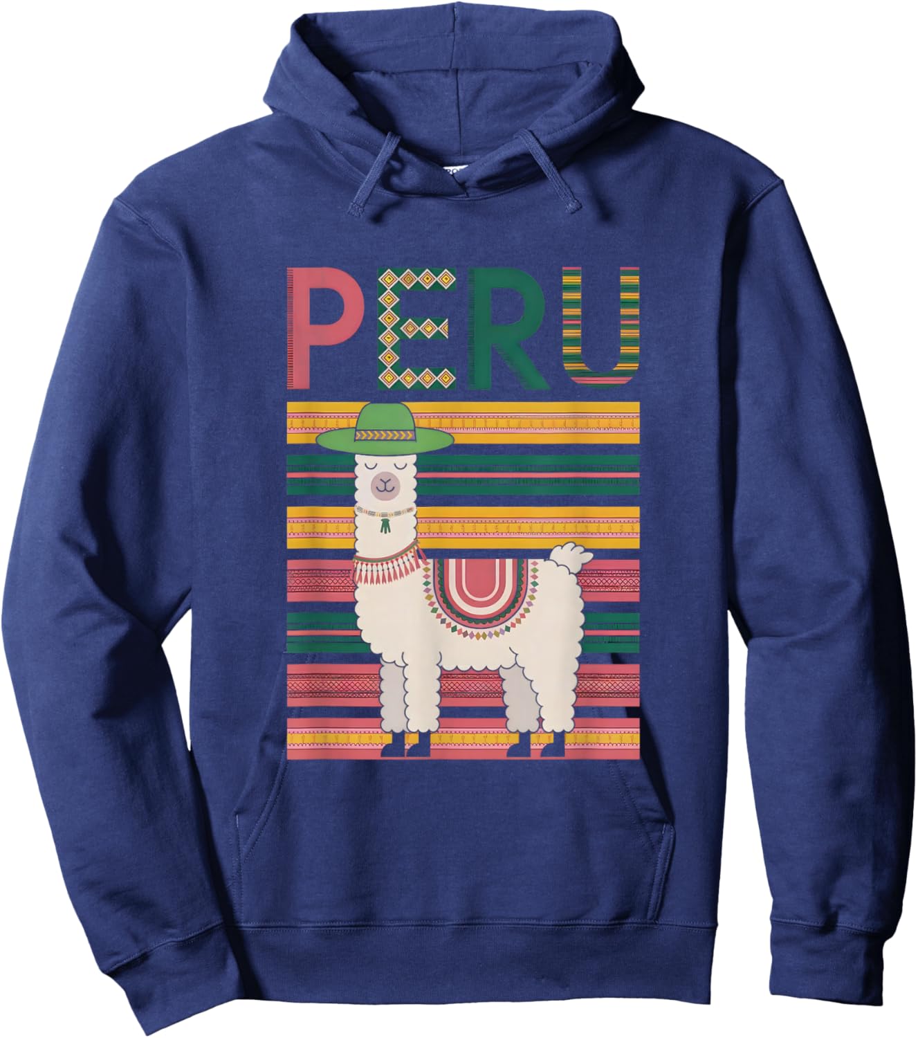 Cute Peruvian Llama from Peru - Fun Peru Design Hoodie - Hoodie | Navy