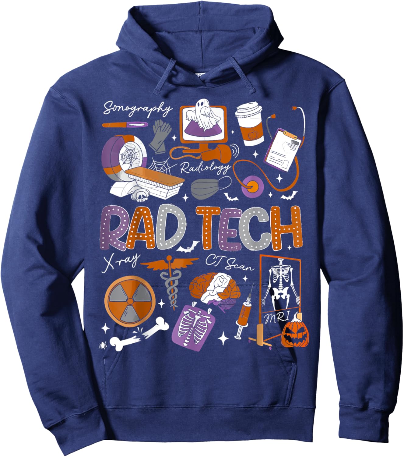 Radiology Technologist Halloween Ghost Rad Tech Halloween Hoodie - Hoodie | Navy
