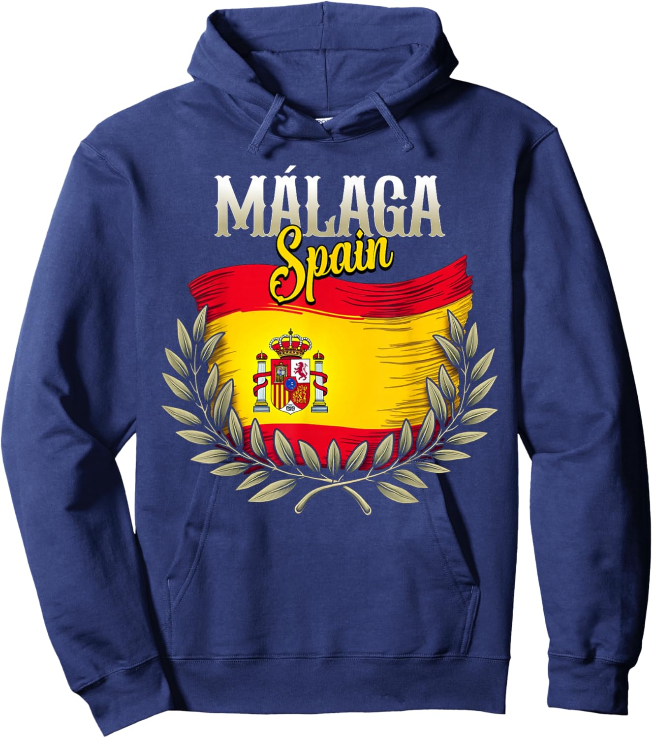 Malaga Spain Flag Spanish City Malaga Vacation Travel Hoodie - Hoodie | Navy