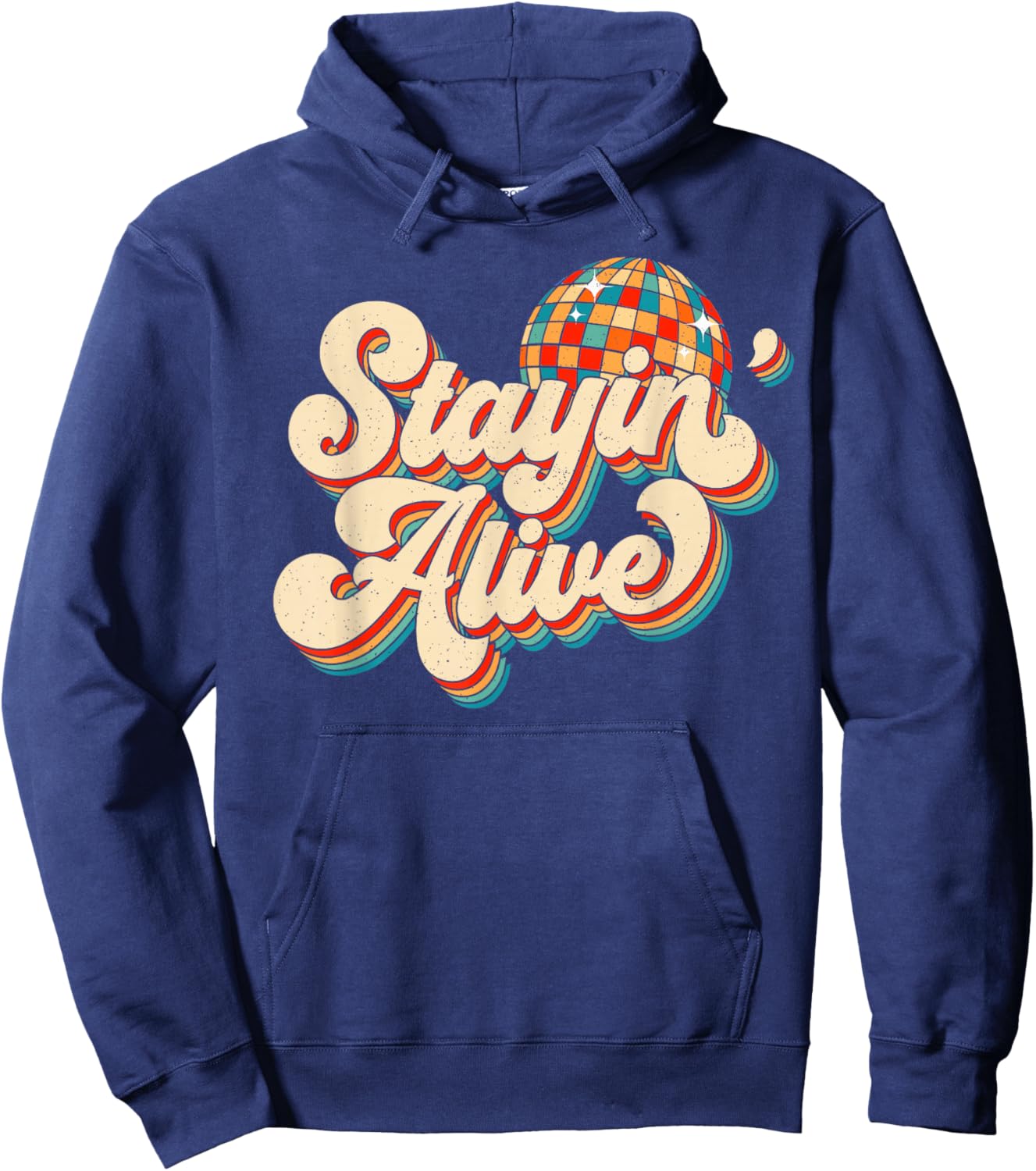 Stayin' Alive Bridesmaid Bride 80s Disco Bachelorette Party Hoodie - Hoodie | Navy
