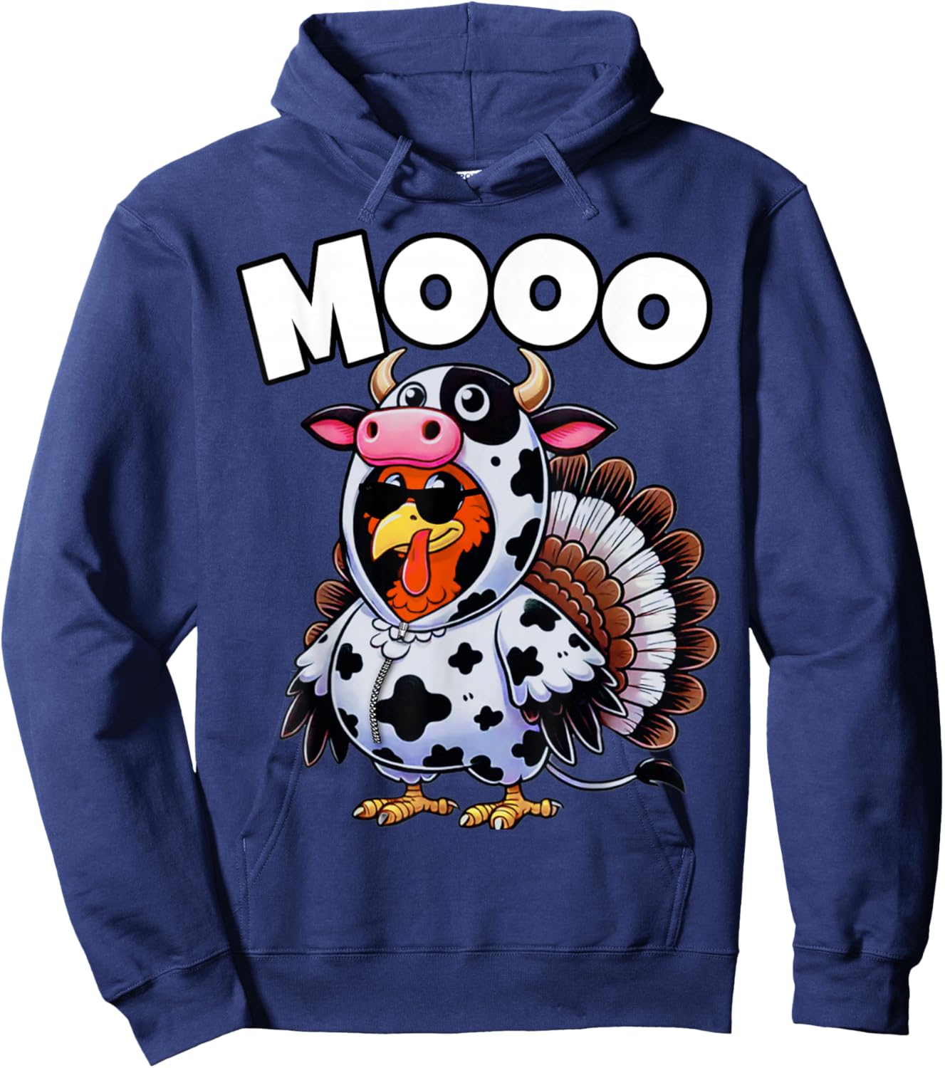 Funny Thanksgiving Turkey Outfit As Cow | Funny Thanksgiving Hoodie - Hoodie | Navy