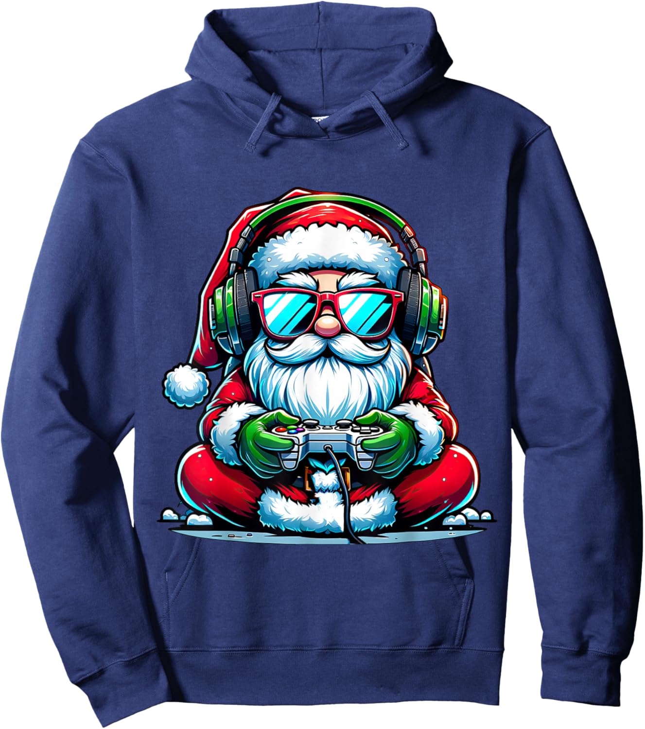 Christmas Gamer Boys Video Game Santa Xmas Hoodie - Hoodie | Navy