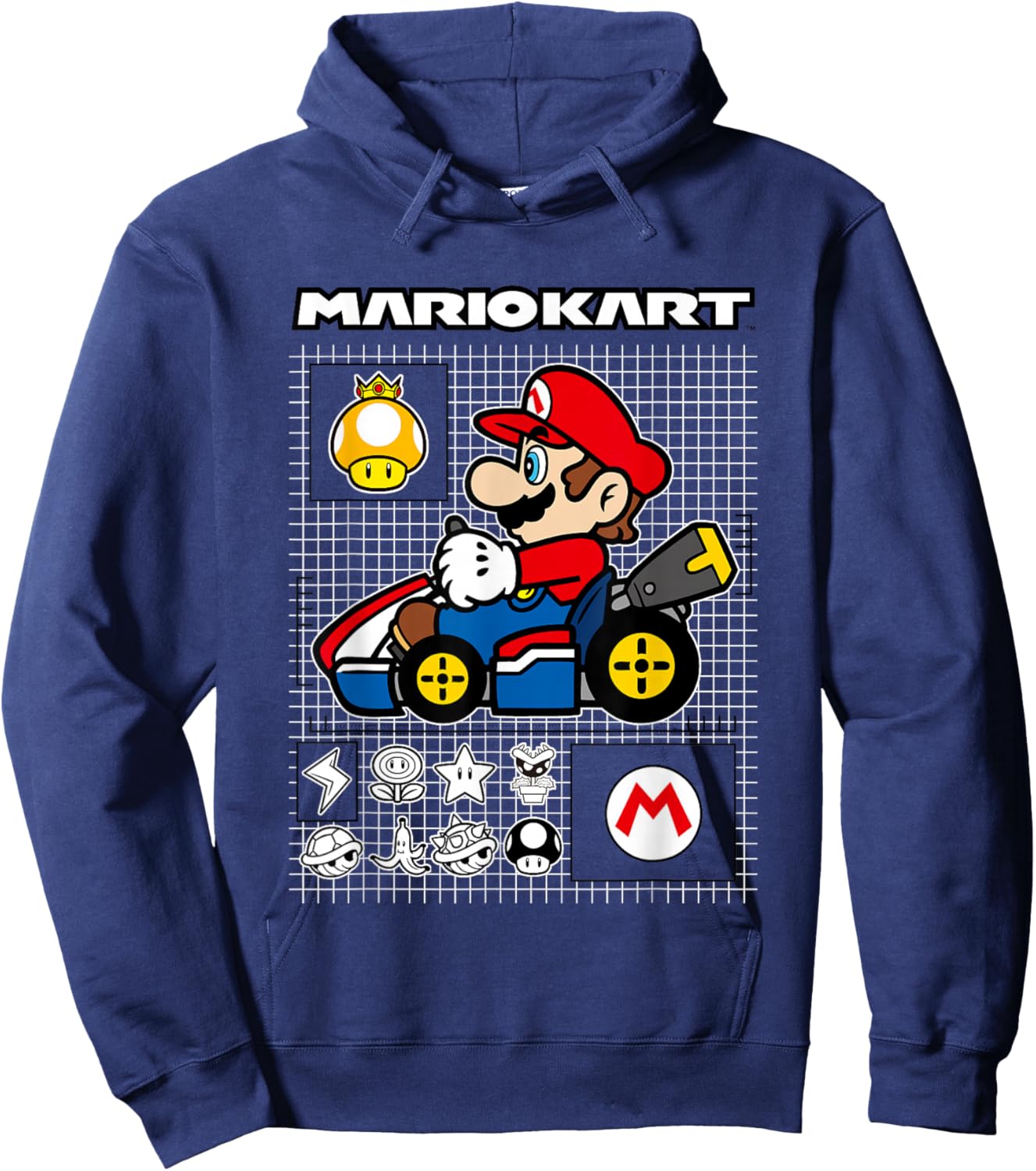 Mario Kart Rally Driver Schematics Mario Hoodie - Hoodie | Navy