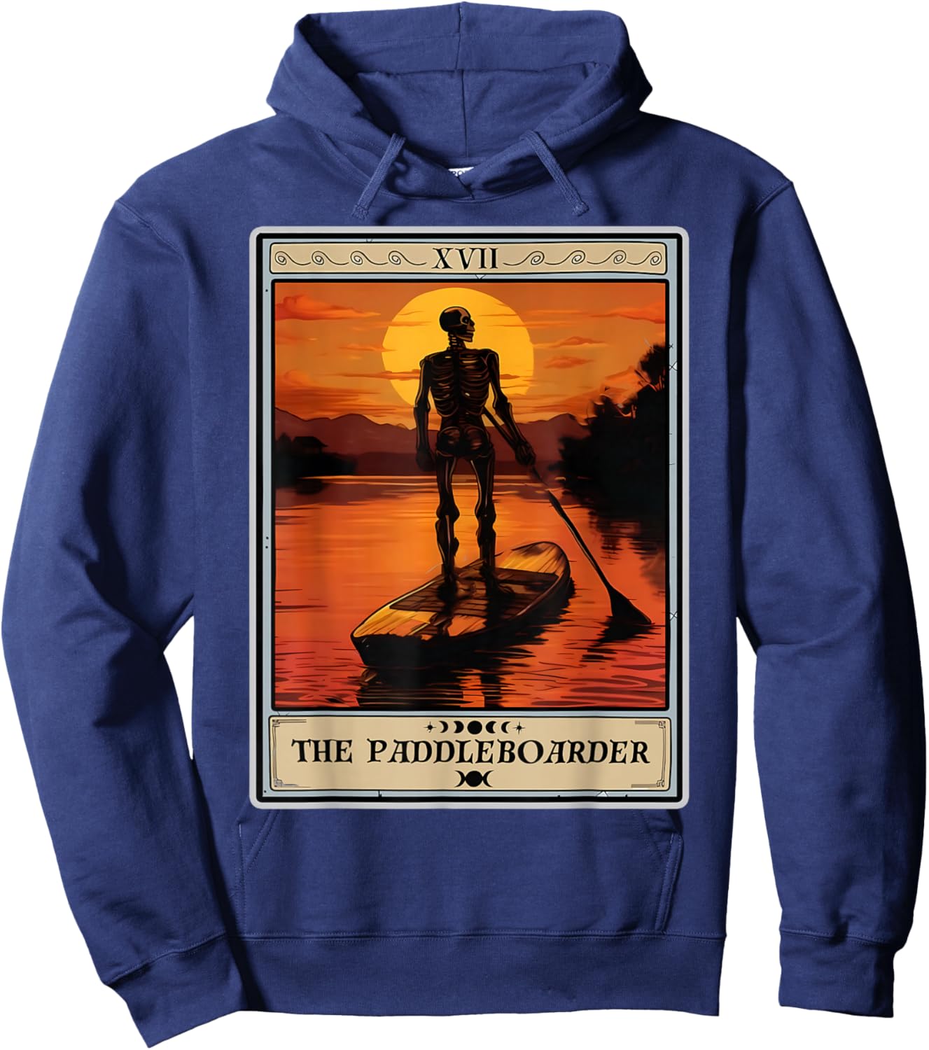The Paddleboarder Tarot Card Skeleton Paddle Board Lover Hoodie - Hoodie | Navy