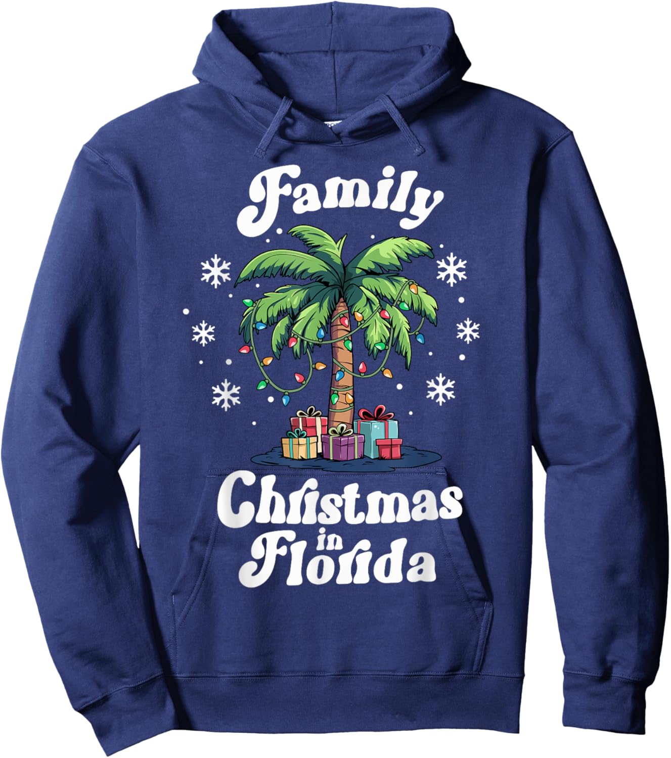 Matching Family Christmas in Florida Tropical Palm Tree Hoodie - Hoodie | Navy