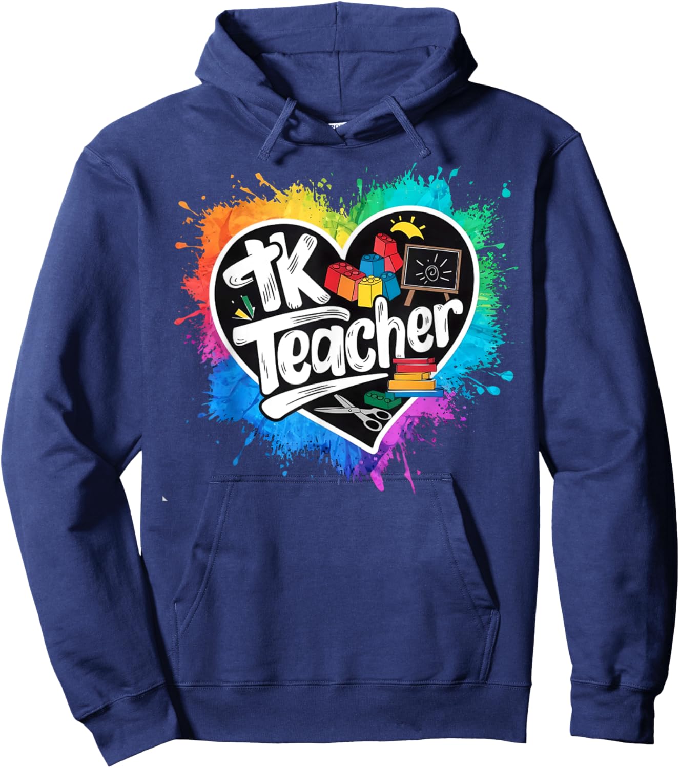 TK Teacher Transitional Kindergarten Heart Back To School Hoodie - Hoodie | Navy