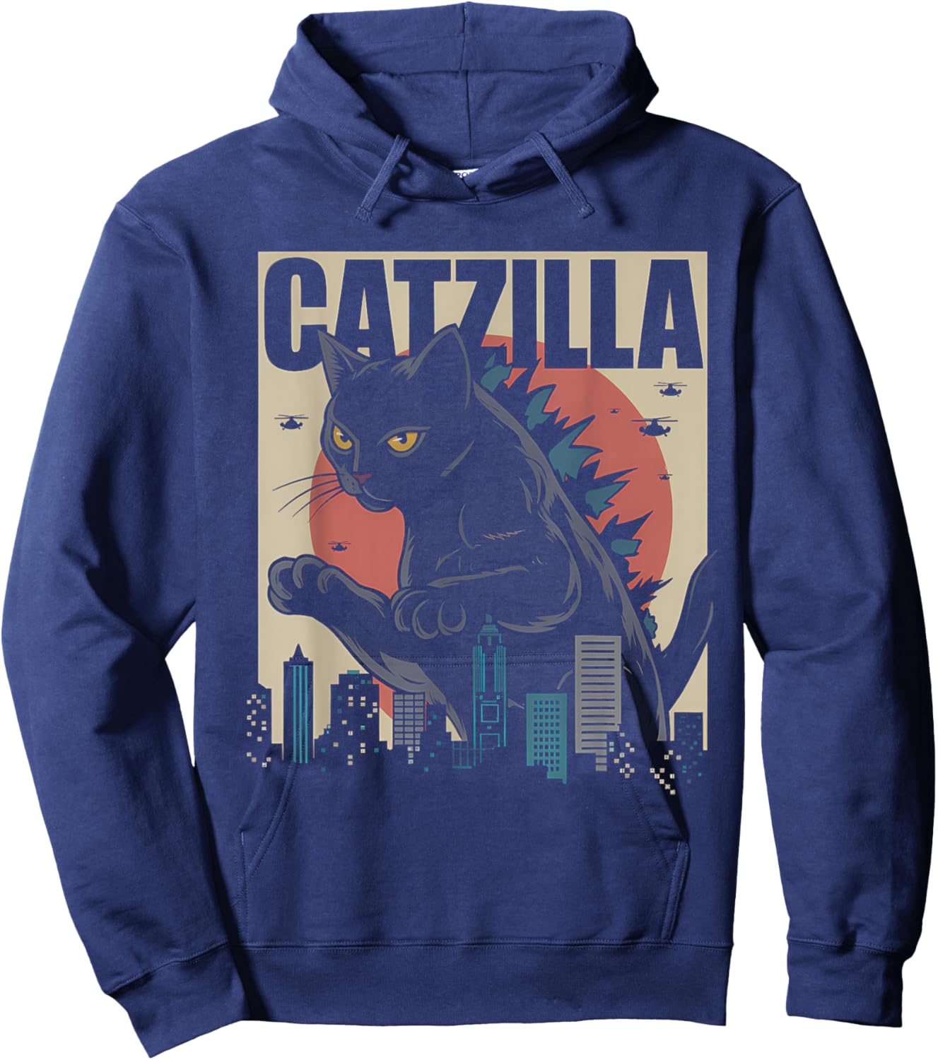 Vintage Catzilla - Funny Kitten and Cat Women Kids Hoodie - Hoodie | Navy