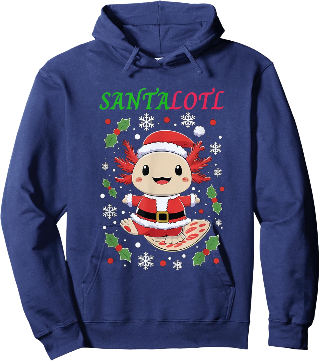 Santalotl Christmas Cute Santa Axolotl For Axolotl Lover Hoodie - Hoodie | Navy