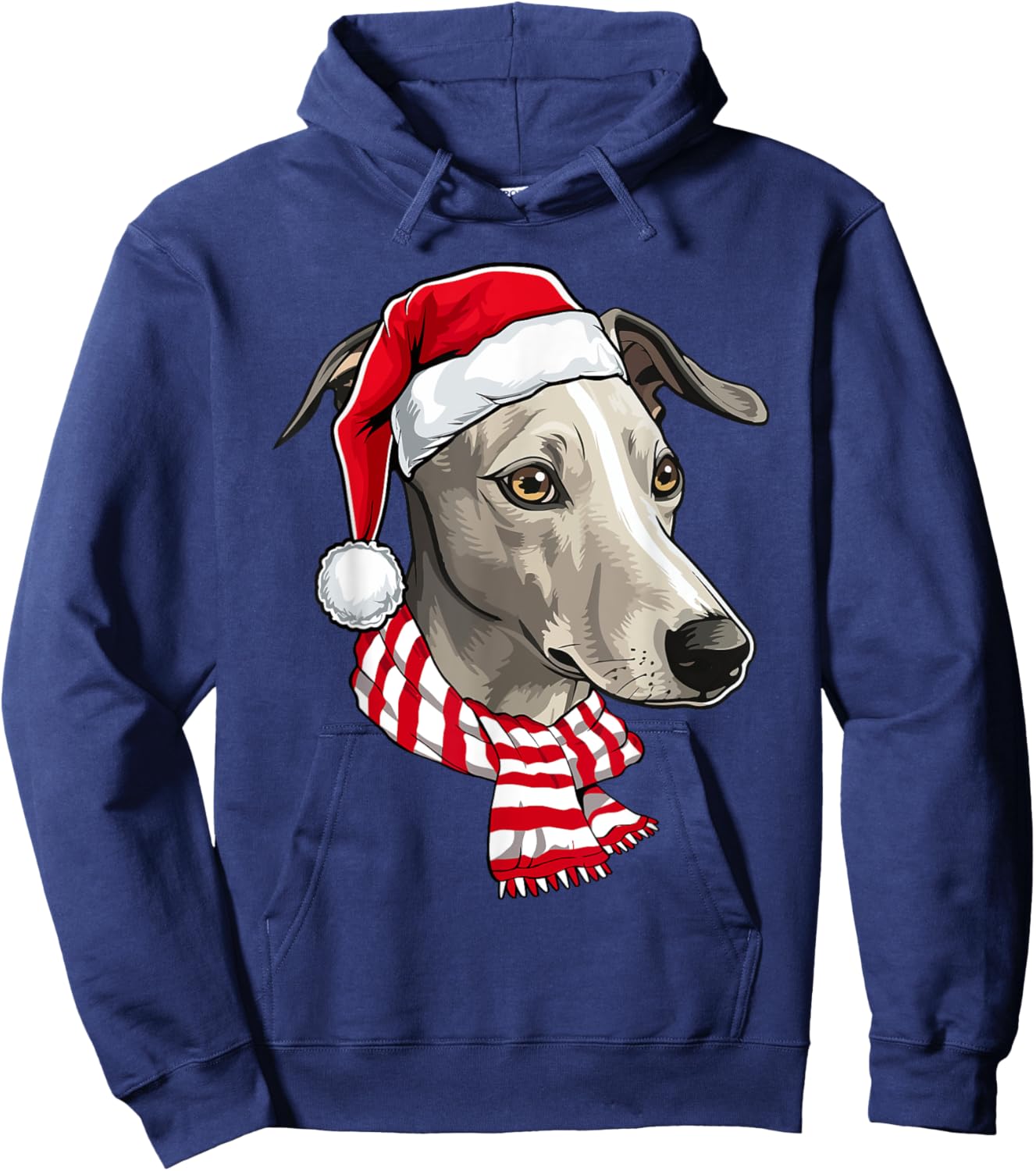 Santa Greyhound Christmas Dog Lover Men Women Kids Hoodie - Hoodie | Navy