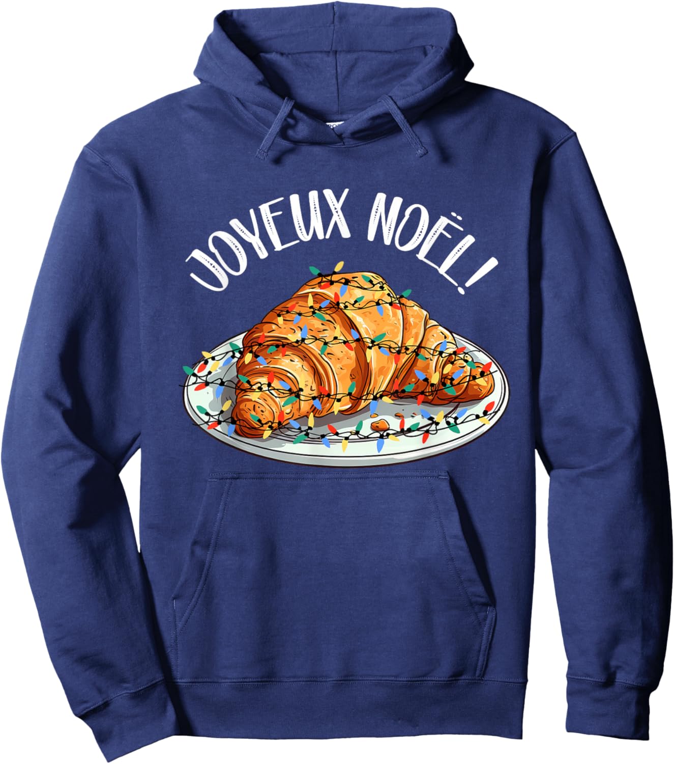 Merry Christmas in French / Croissant Joyeux Noel Hoodie - Hoodie | Navy