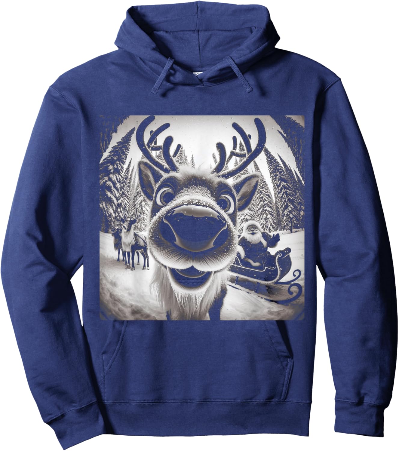 Funny Reindeer Selfie Christmas Hoodie - Hoodie | Navy