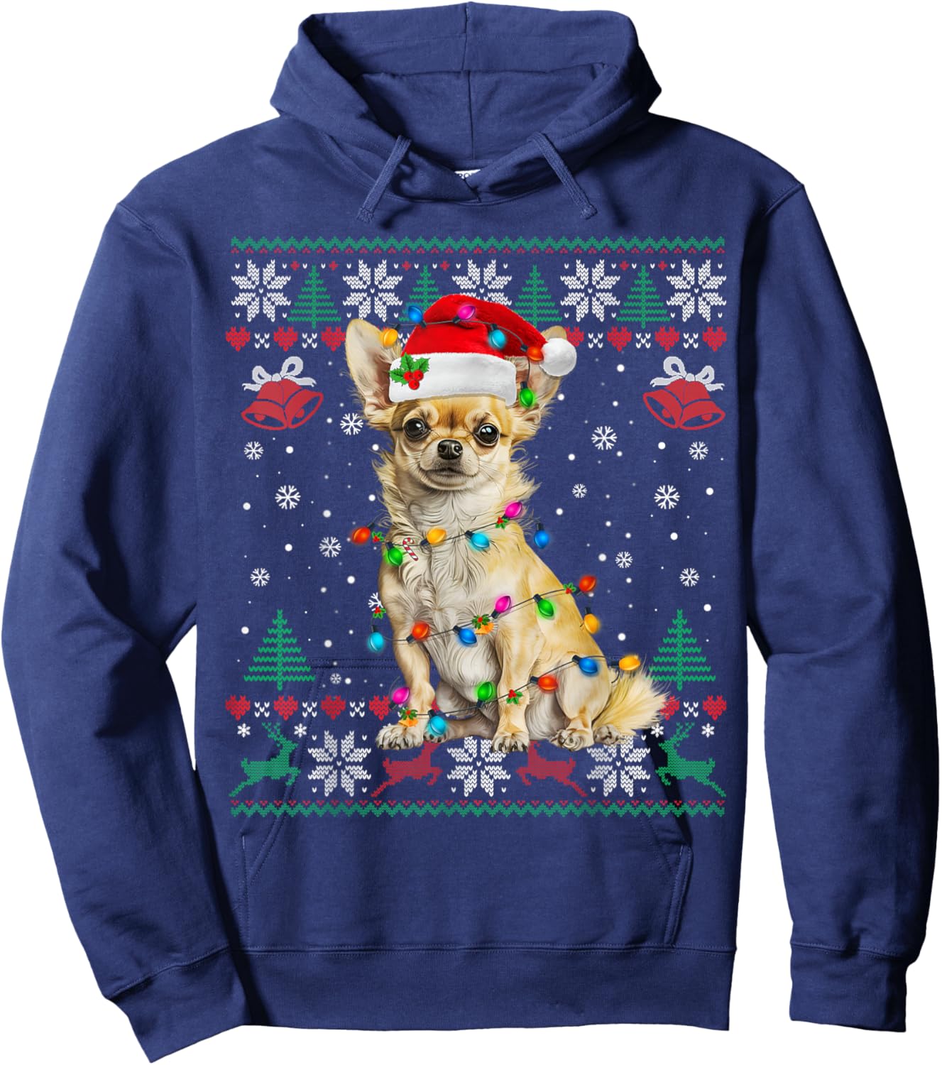 Chihuahua Christmas Santa Ugly Sweater Dog Lover Xmas Hoodie - Hoodie | Navy