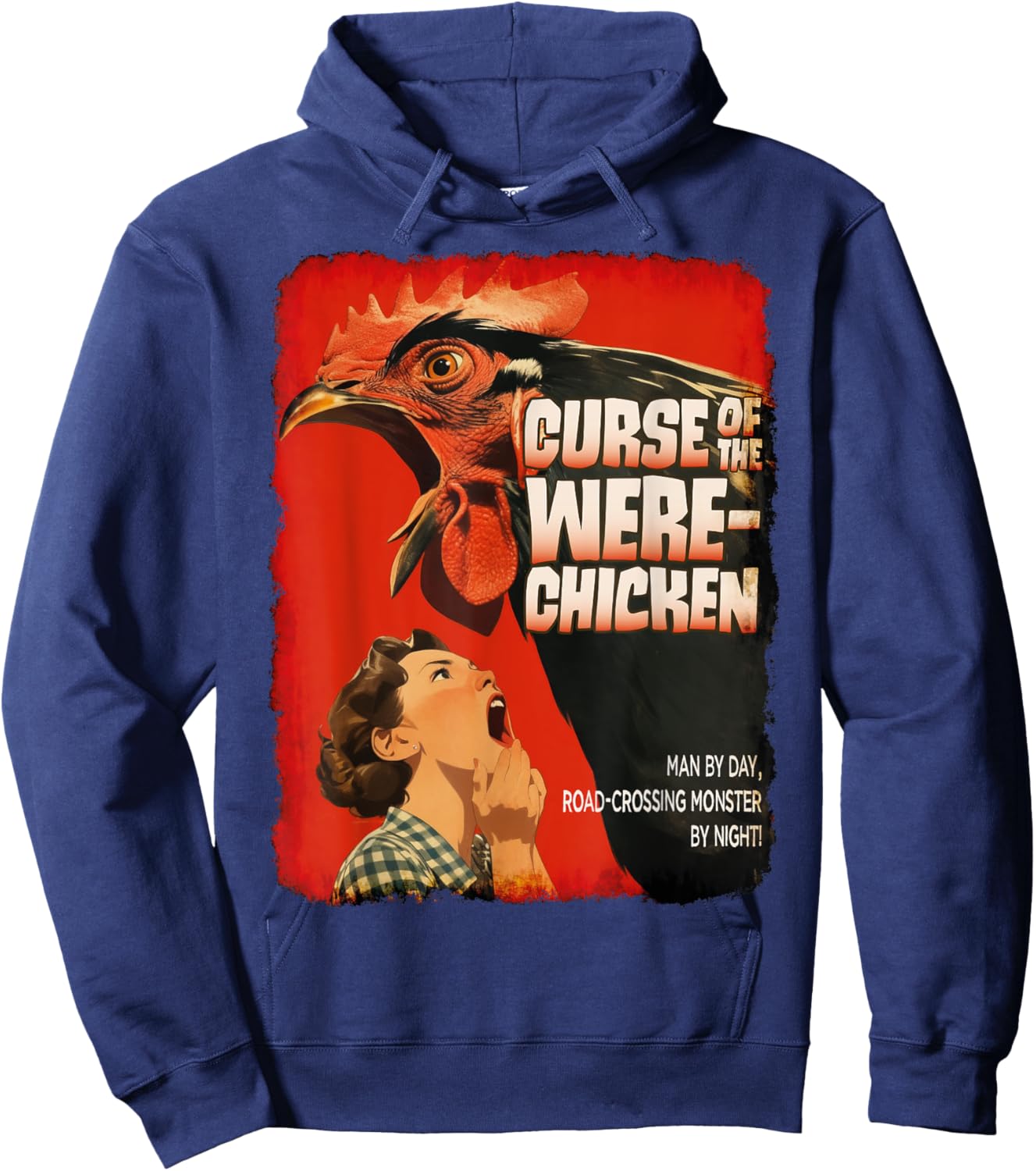 Curse Of The Were-Chicken, Retro Horror B-Movie, Halloween Hoodie - Hoodie | Navy