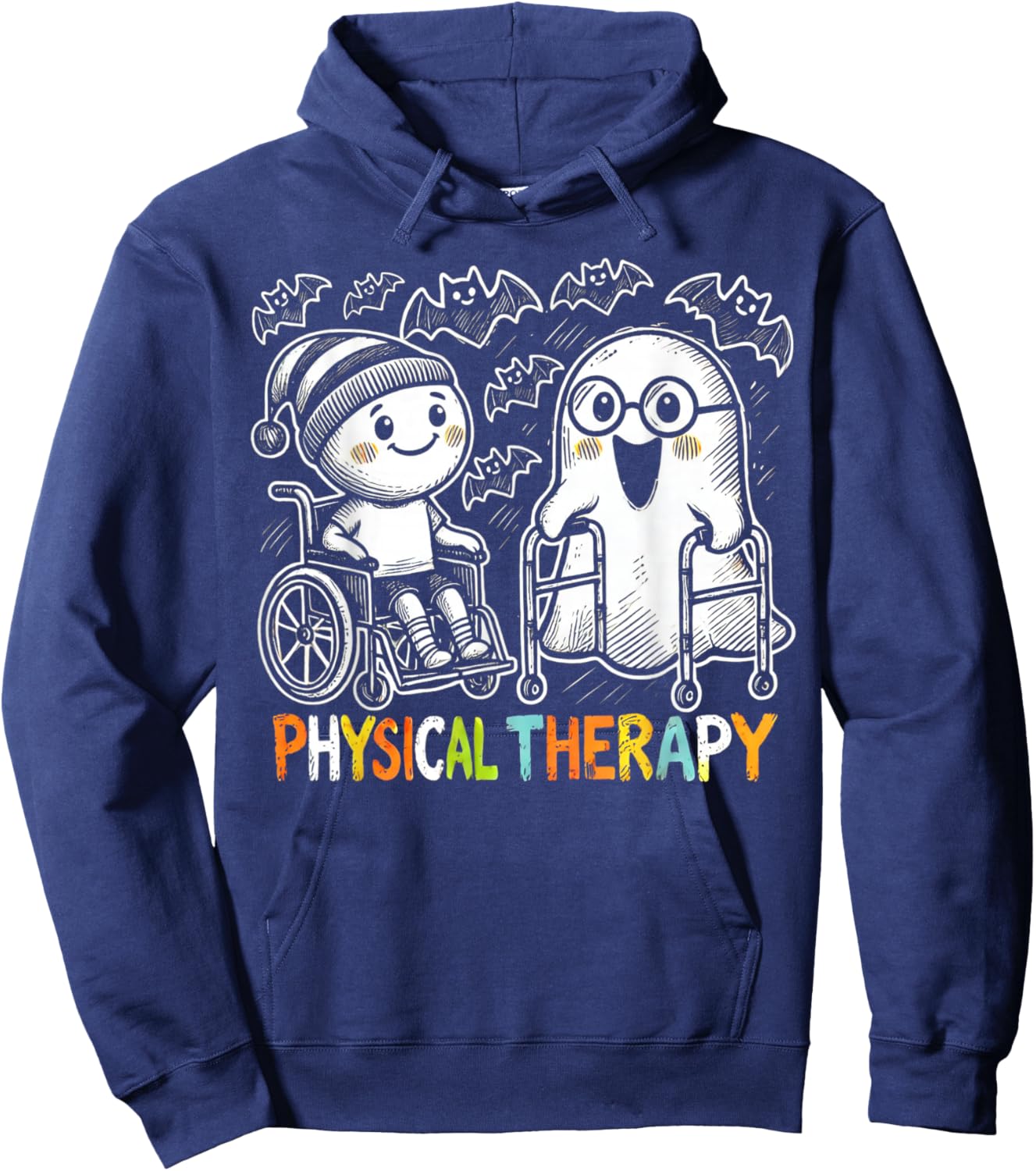 Cute Ghost Physical Therapy Halloween Hoodie - Hoodie | Navy