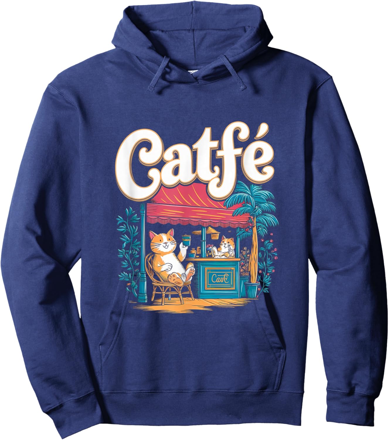 Funny Coffee Lover Cat Owner Cafe Pun Hoodie - Hoodie | Navy