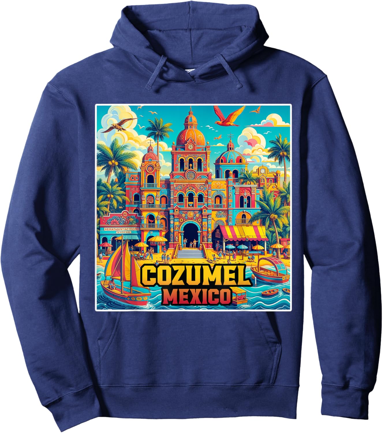 Cozumel Mexico Shirt Family Vacation Trip Vintage Retro City Hoodie - Hoodie | Navy