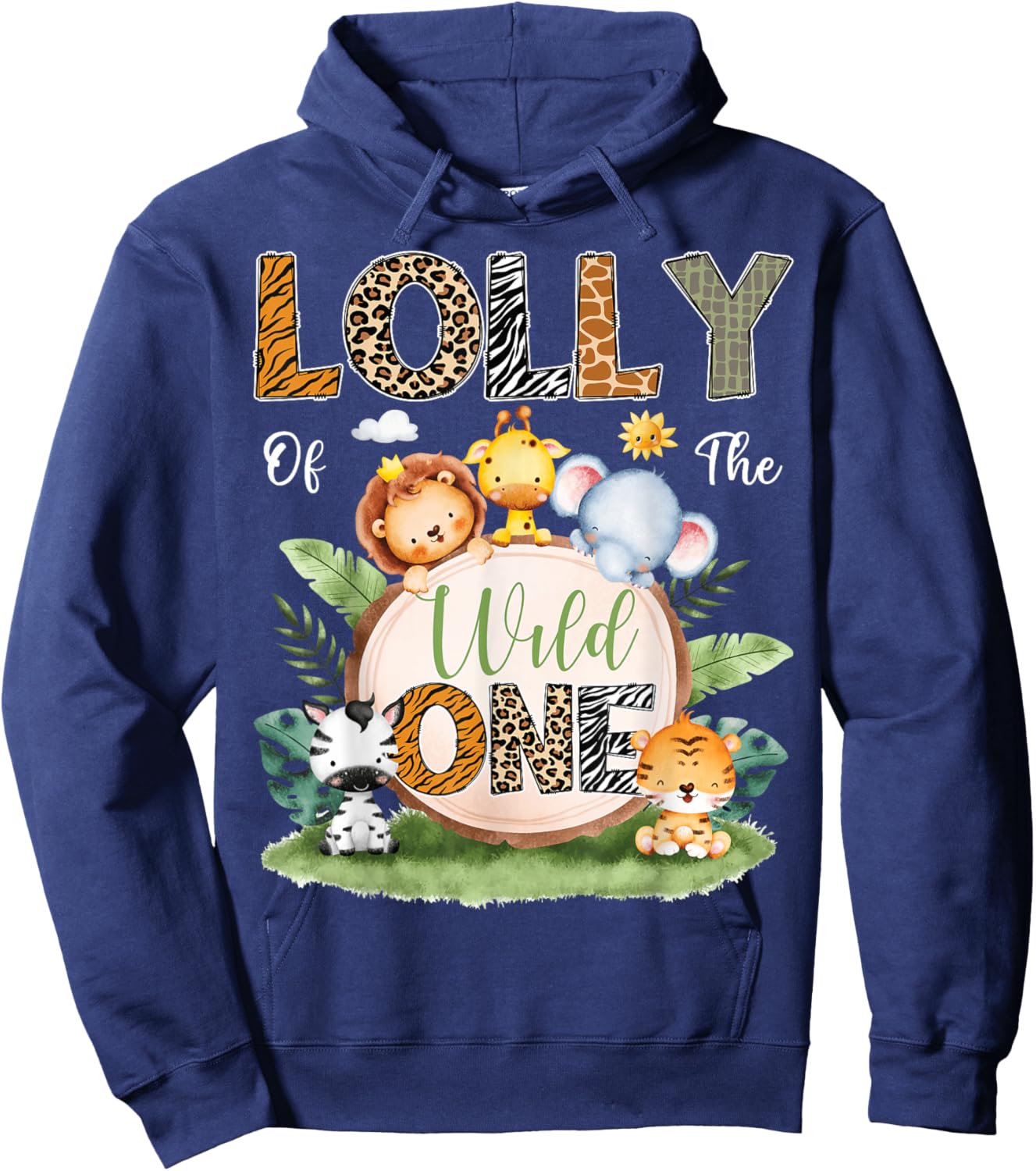 Lolly Of The Wild One 1St Birthday Kids Safari Jungle Hoodie - Hoodie | Navy