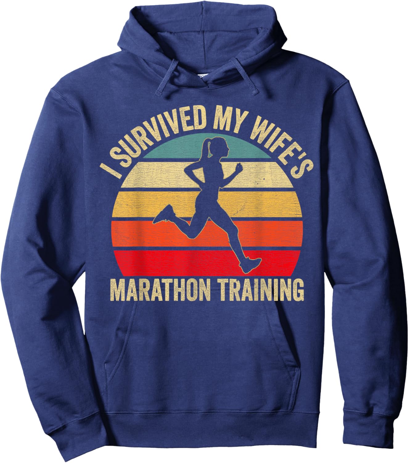I Survived My Wife's Marathon Training Half Marathon Husband Hoodie - Hoodie | Navy