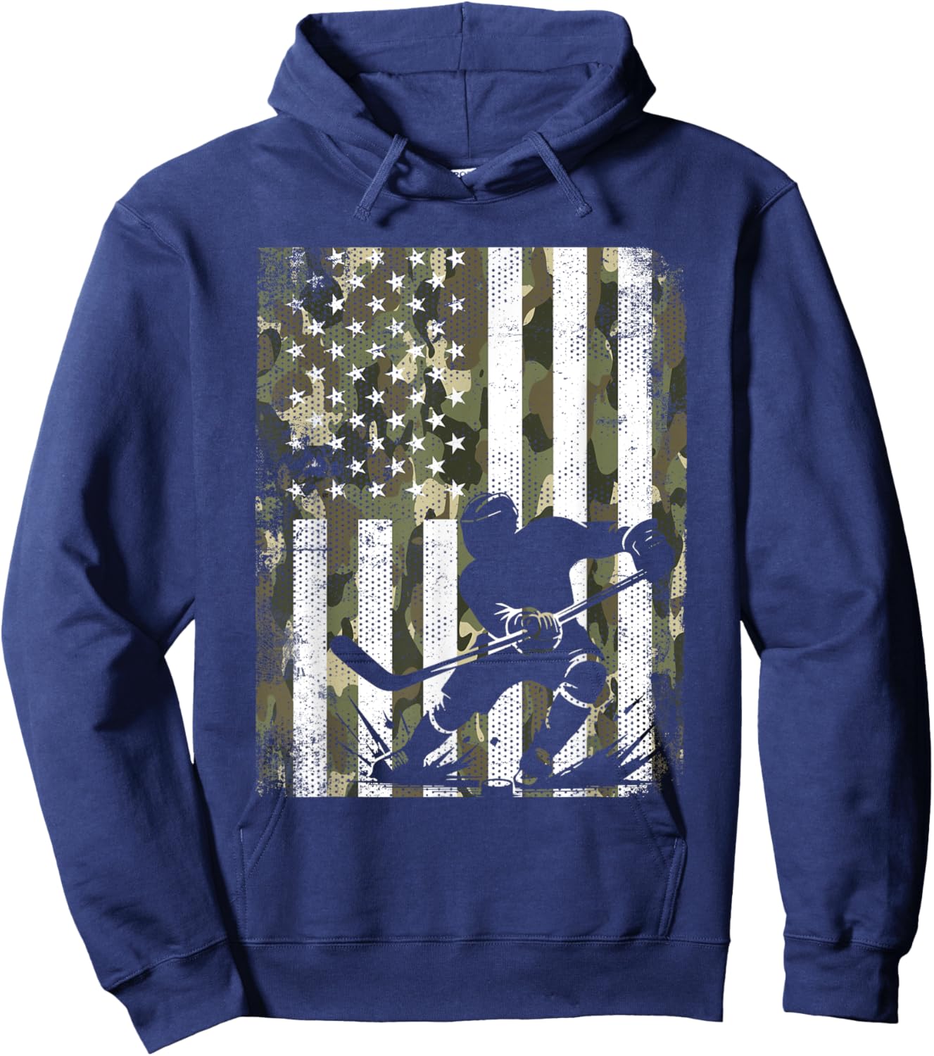Ice Hockey Camouflage USA Flag Hockey Player Hockey Lover Hoodie - Hoodie | Navy