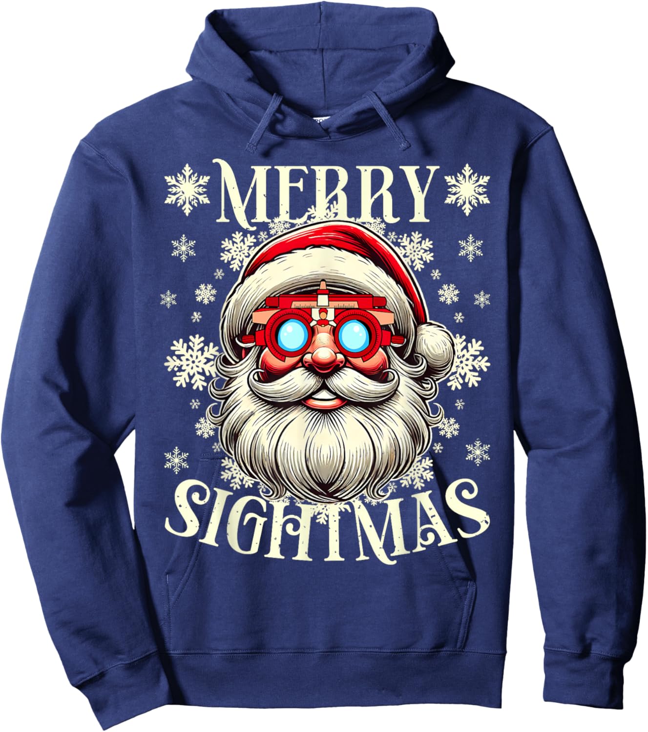 Merry Sightmas Santa Optometry Christmas Shirt Eye Doctor Hoodie - Hoodie | Navy