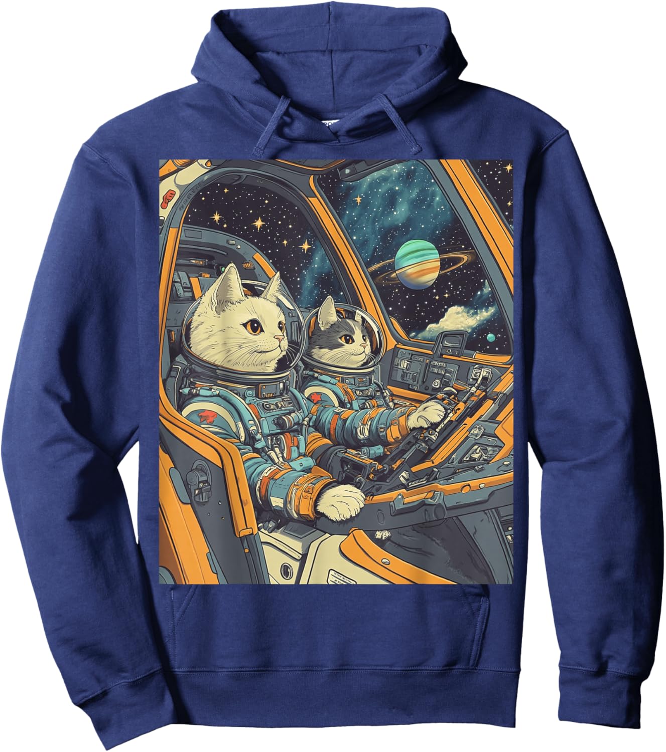 Funny Astronaut Cats Space Hoodie - Hoodie | Navy