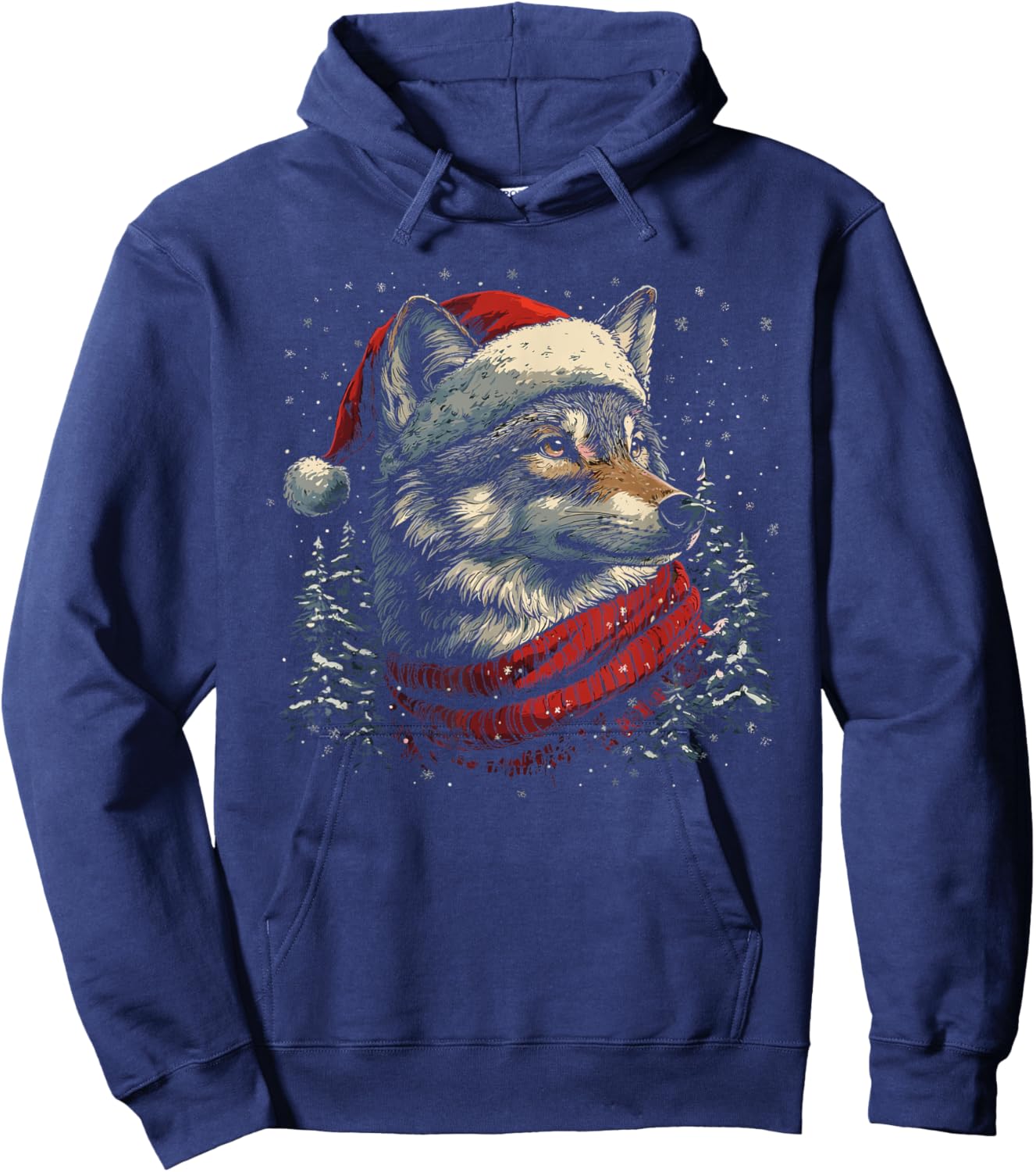 Wolf Reindeer Christmas Pajama Funny Wolves Xmas Hoodie - Hoodie | Navy
