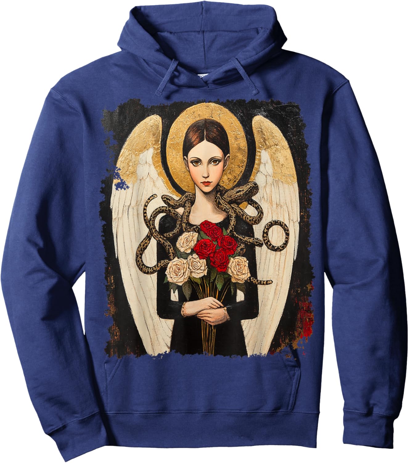Designer Angel with Snakes and Flowers Women's Hoodie - Hoodie | Navy