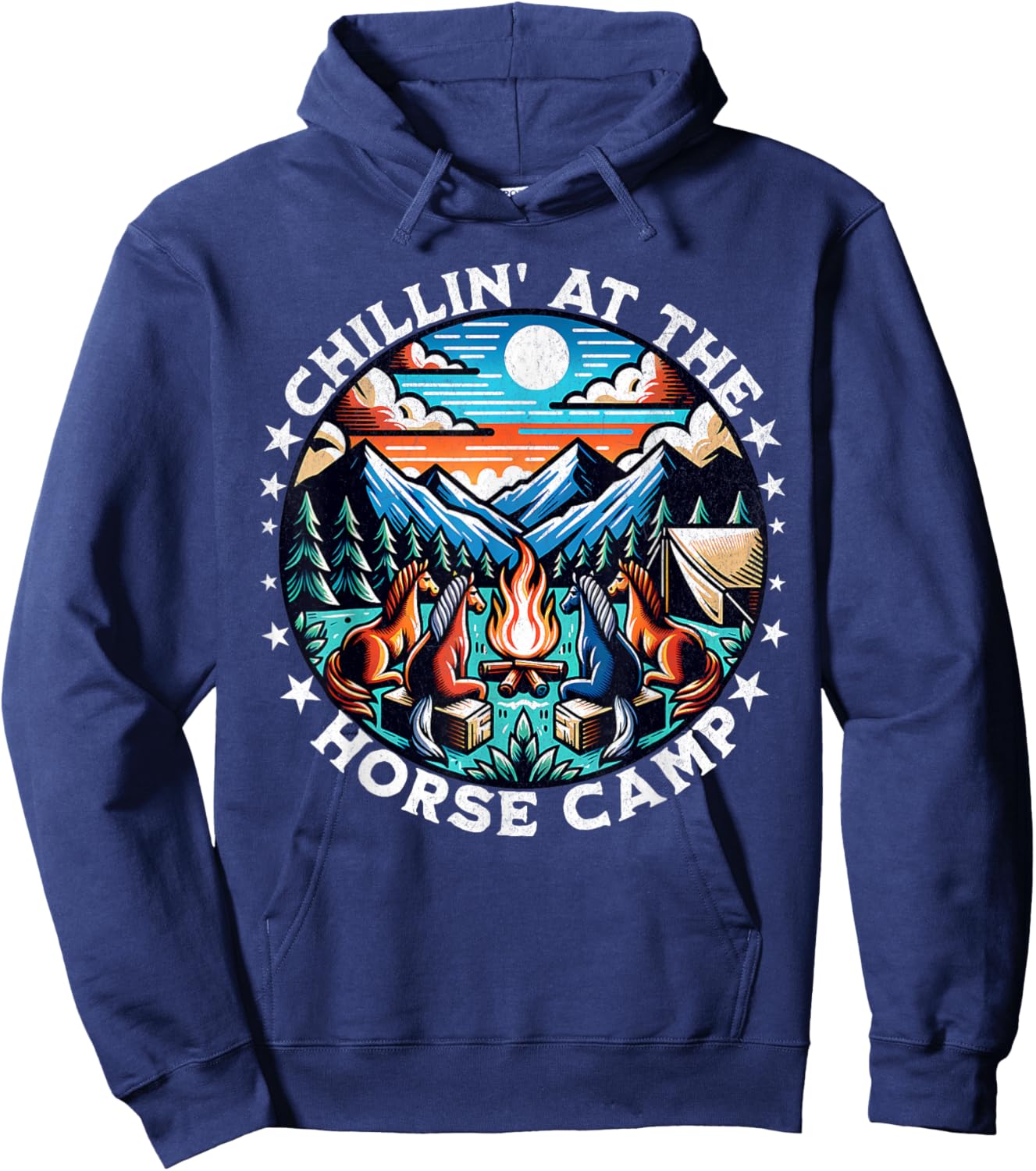 Chillin At The Horse Camp Horses Camping Hoodie - Hoodie | Navy