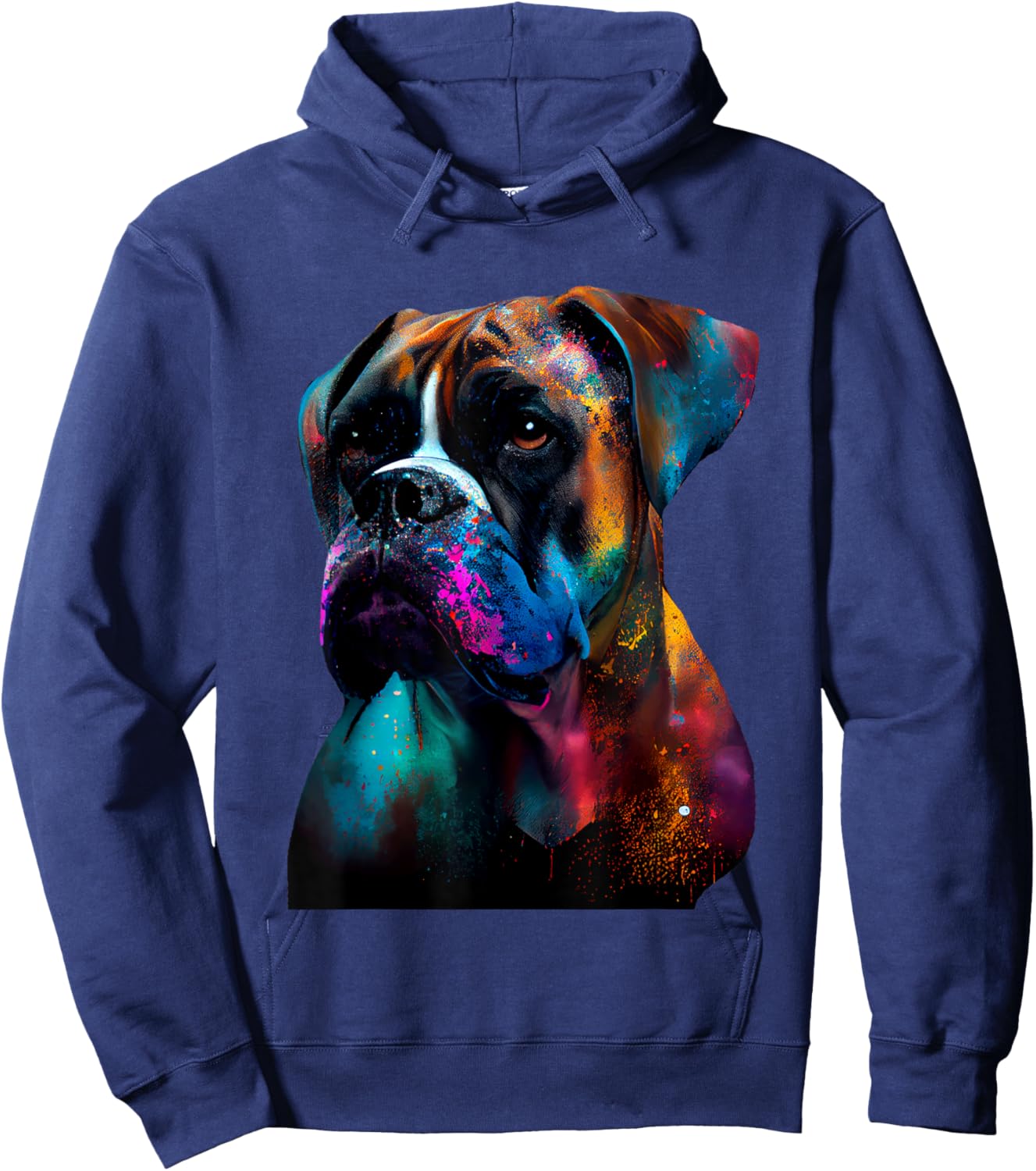 Colorful Boxer Dog Vibrant Paint Splash Women Kids Hoodie - Hoodie | Navy