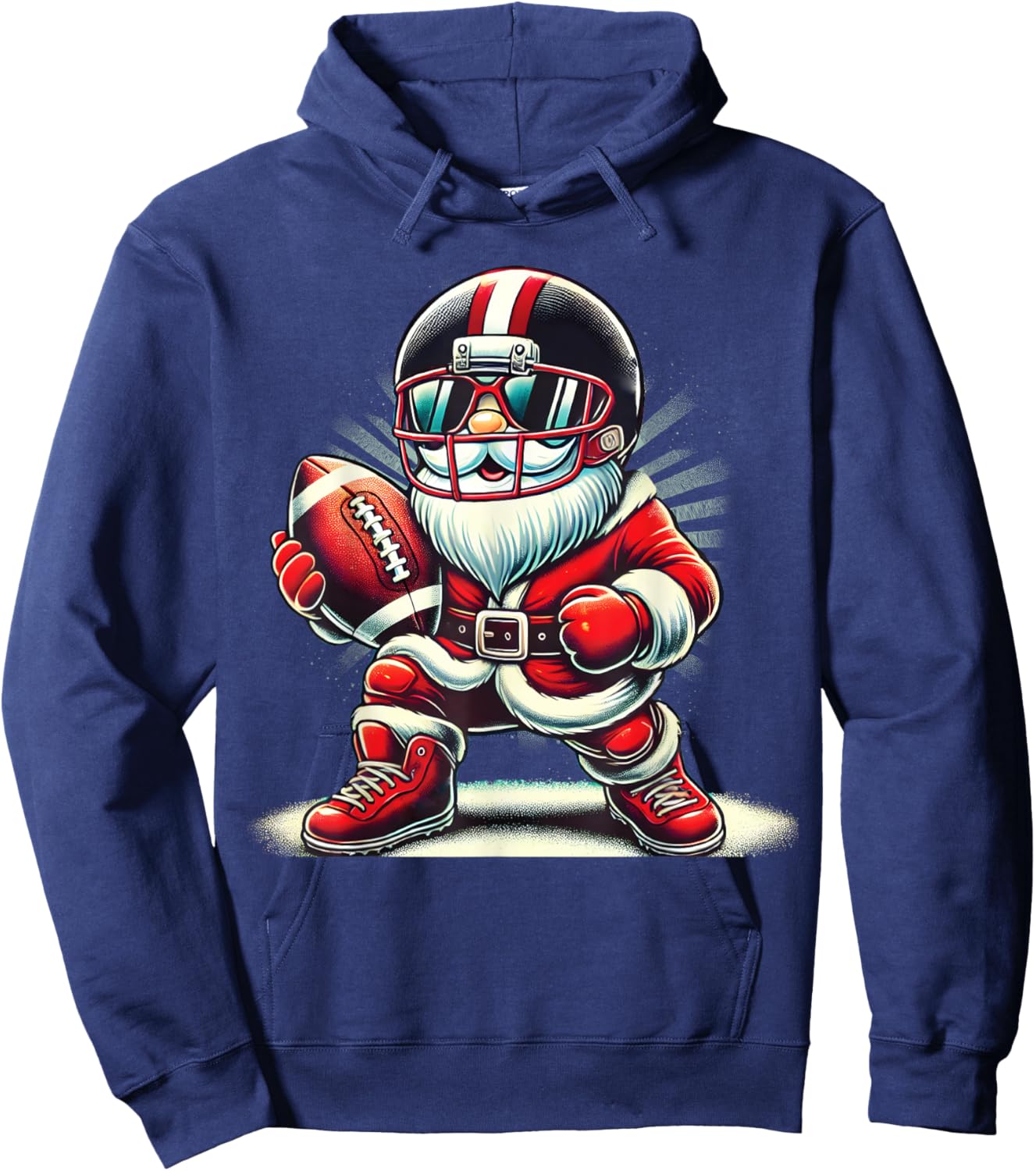 Christmas Santa Claus Football Lineman Quarterback Boys Kids Hoodie - Hoodie | Navy