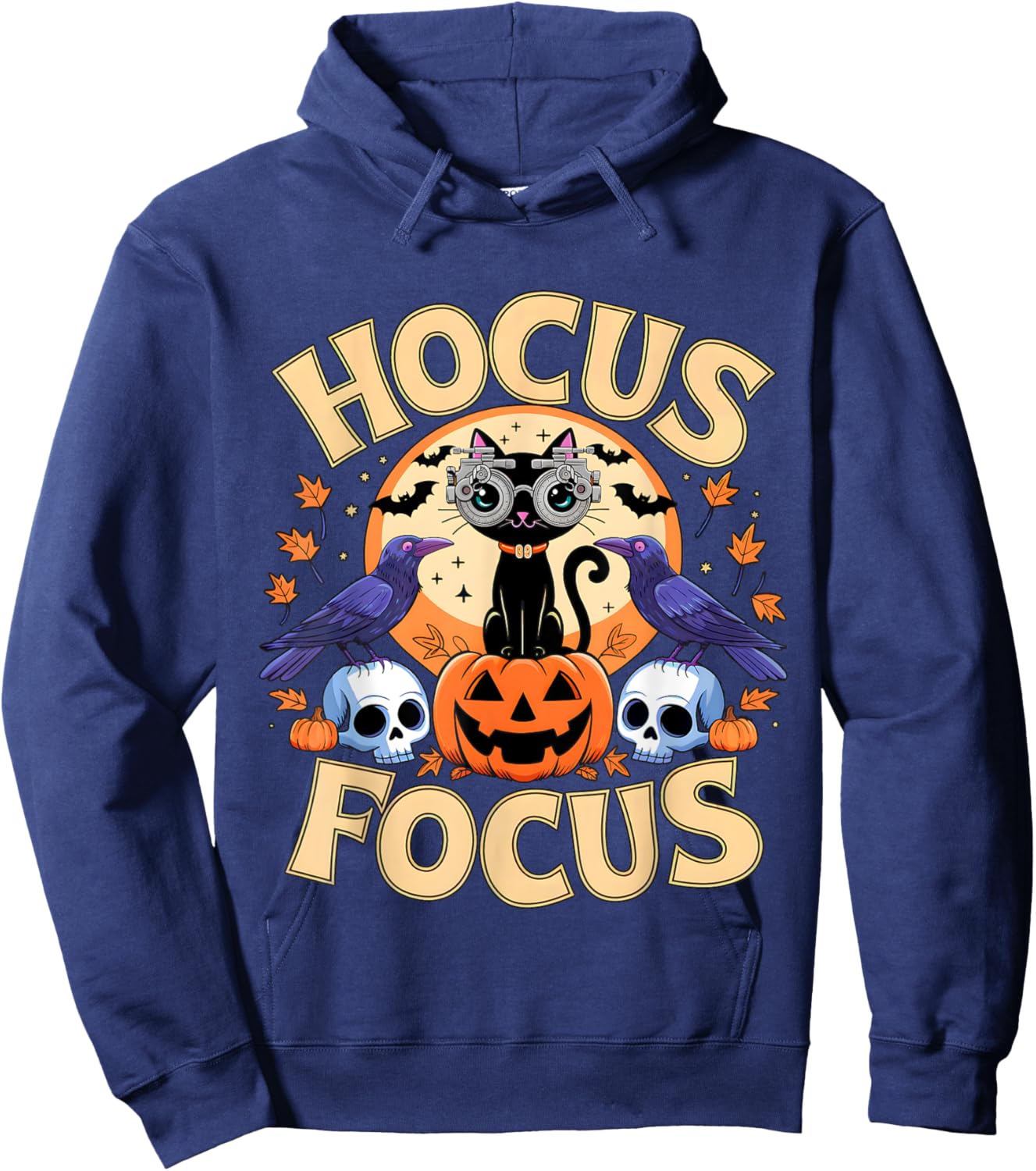 Hocus Focus Optometry Halloween Shirt Eye Doctor Cat Spooky Hoodie - Hoodie | Navy