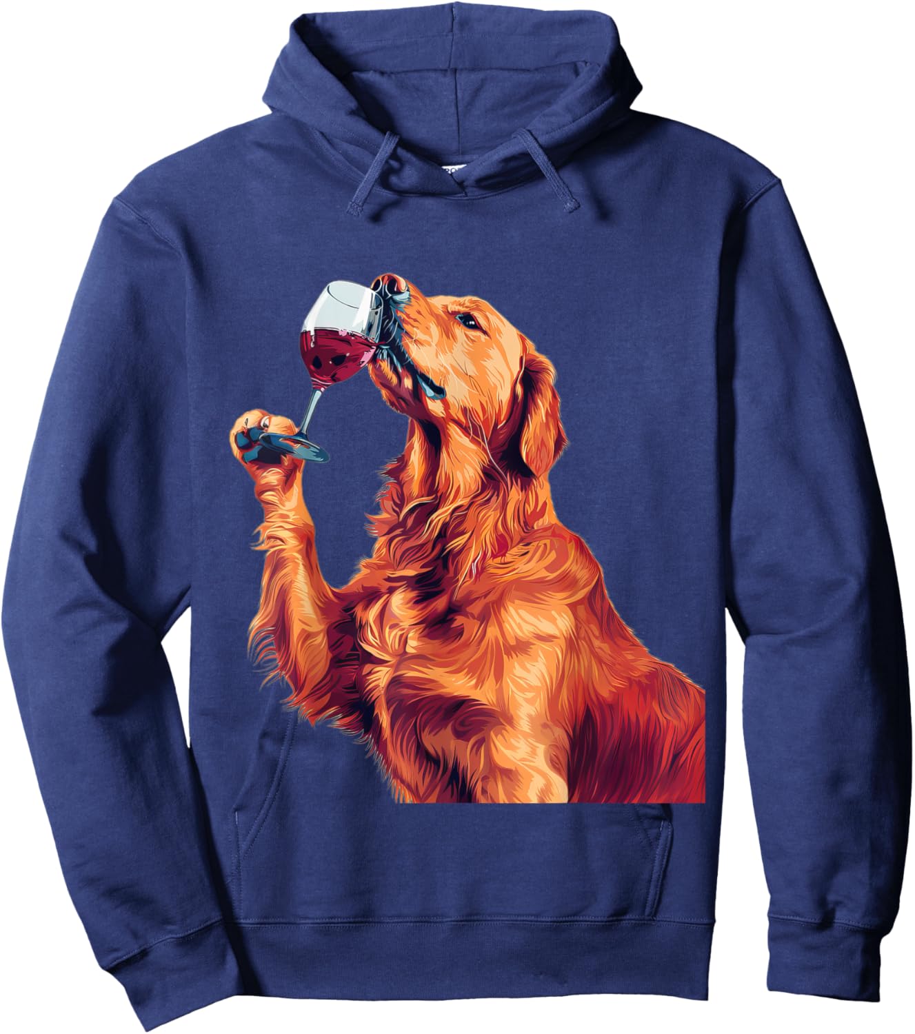 Golden Retriever Wine Hoodie - Hoodie | Navy