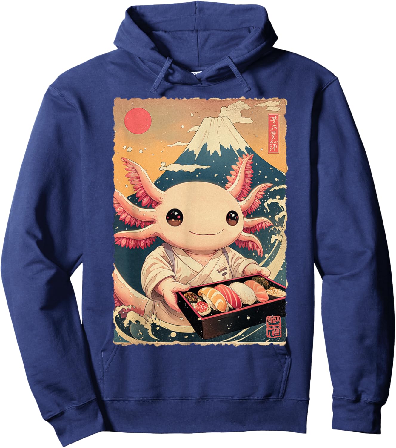 Funny Japanese Food Anime Art Axolotl Sushi Chef Otaku Hoodie - Hoodie | Navy