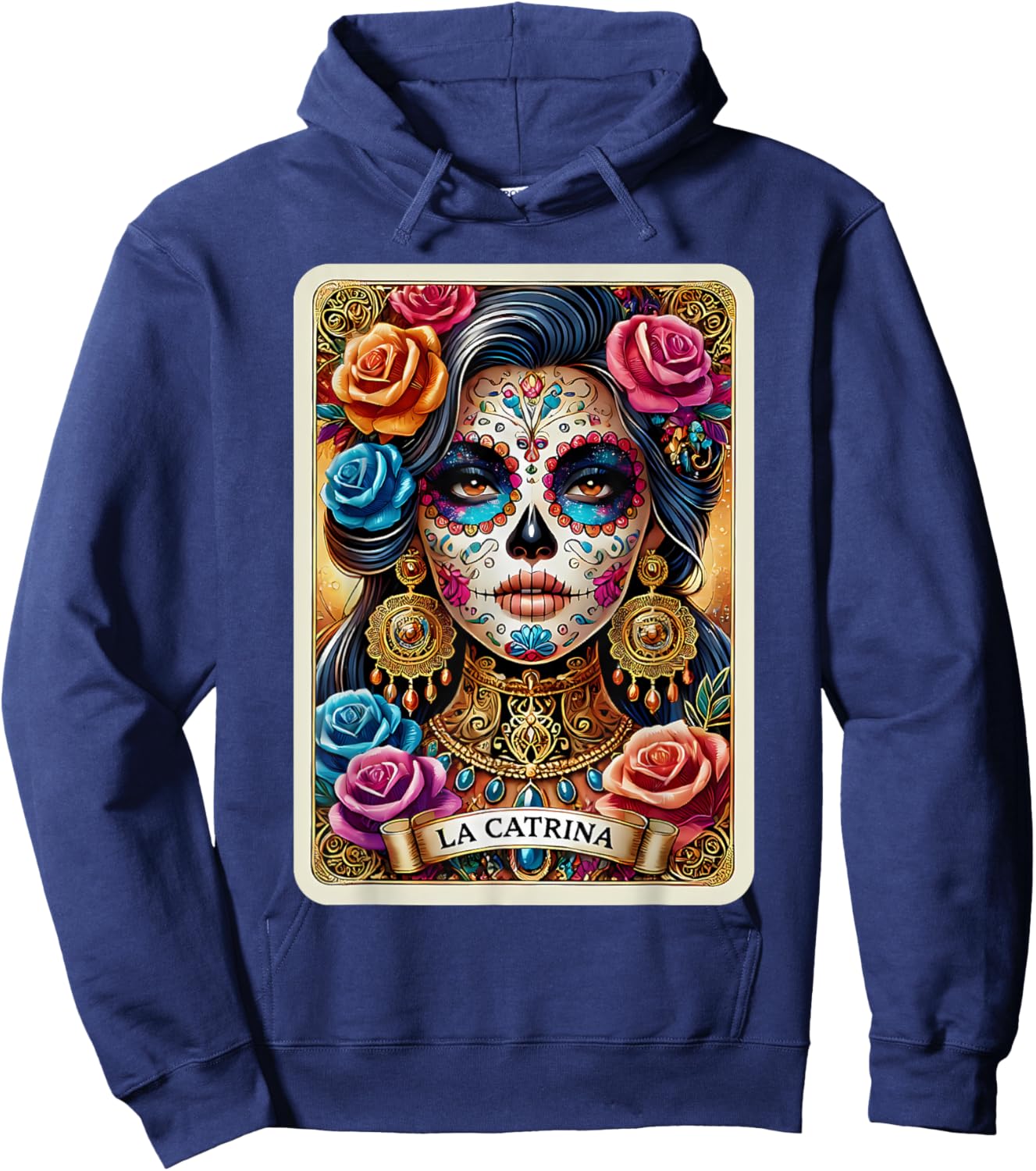 La Catrina Tarot Card Day of the Dead Dia de los Muertos Hoodie - Hoodie | Navy