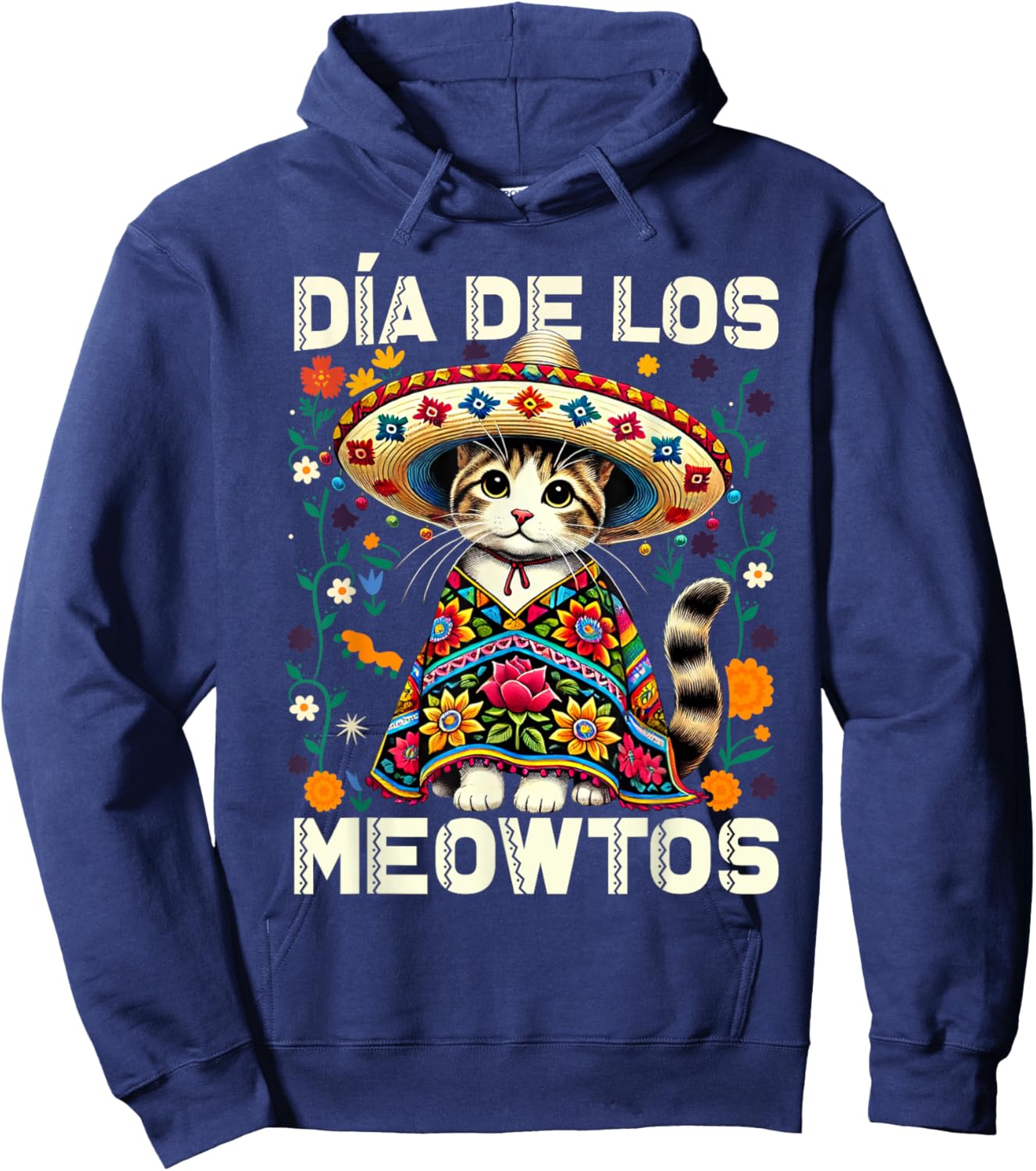 Día De Los Meowtos Cat Mexican Dia De Los Muertos Mexico Hoodie - Hoodie | Navy