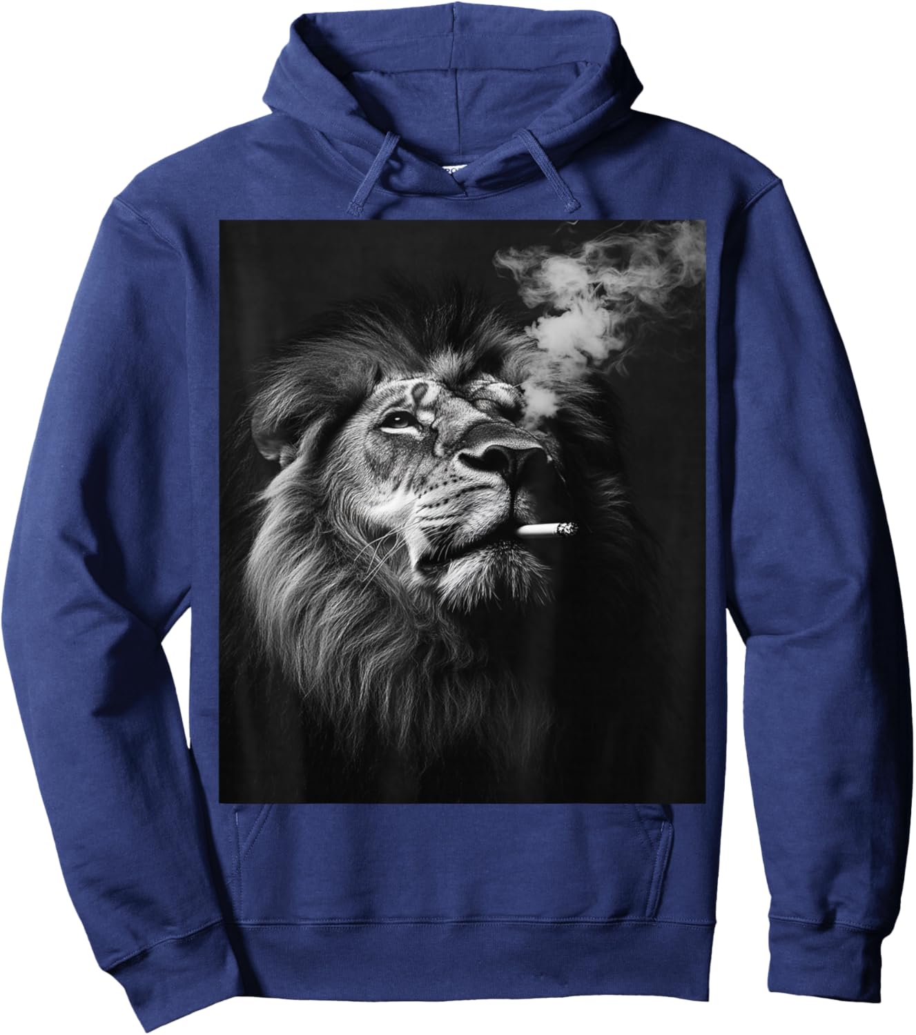 Funny Lion Meme Smoking Adult Humor Funny 2025 Hoodie - Hoodie | Navy