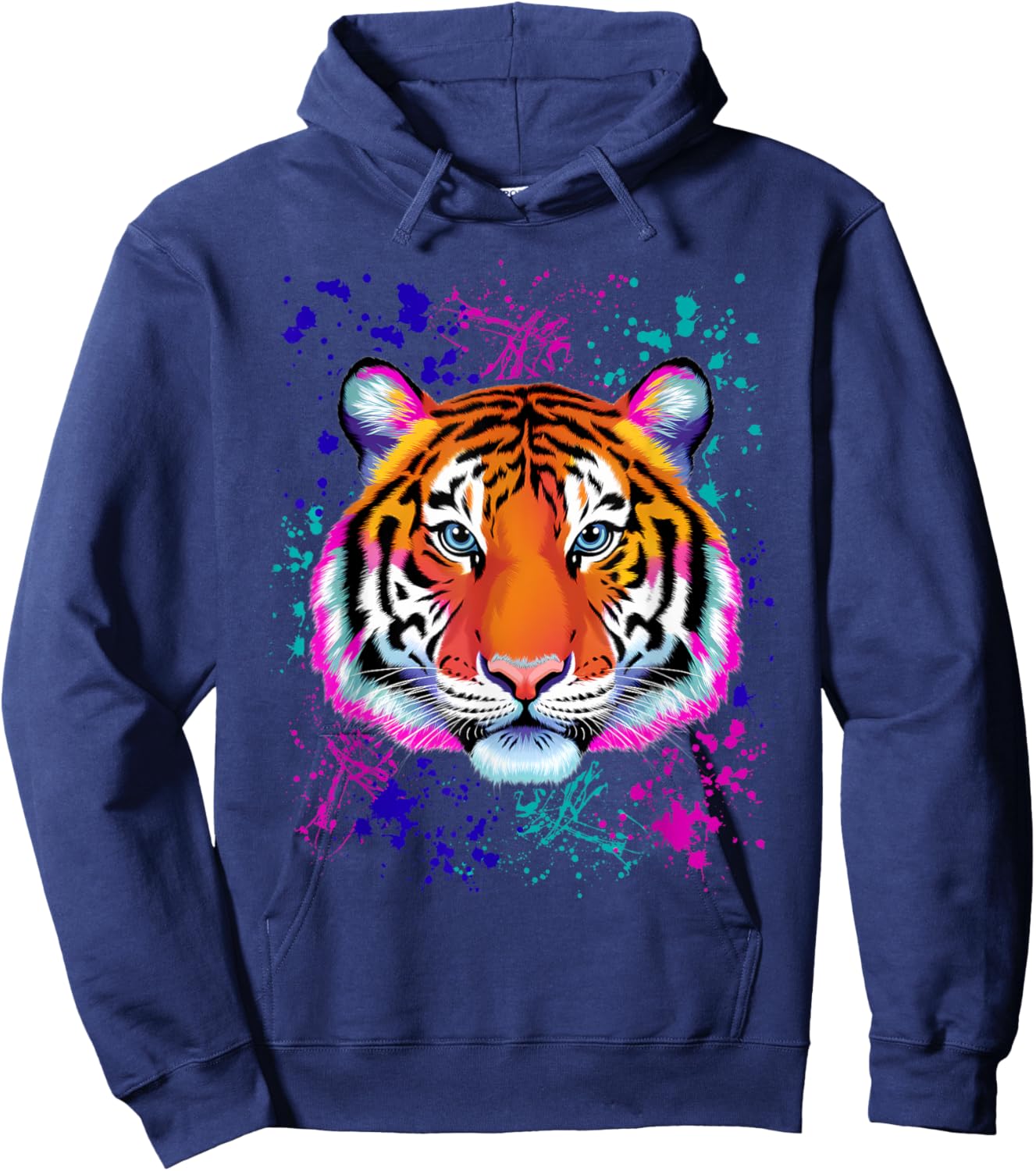 Colorful Tiger Graphic Hoodie - Hoodie | Navy